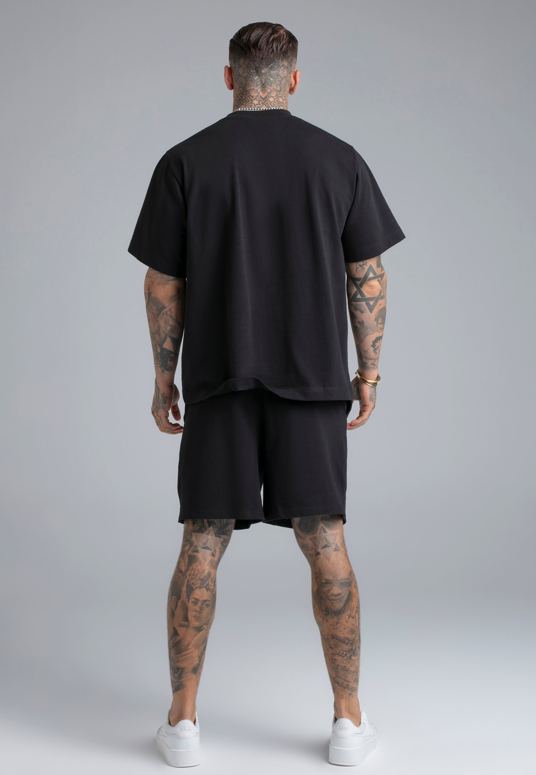 T-Shirt and Shorts Set in Black Sets SikSilk