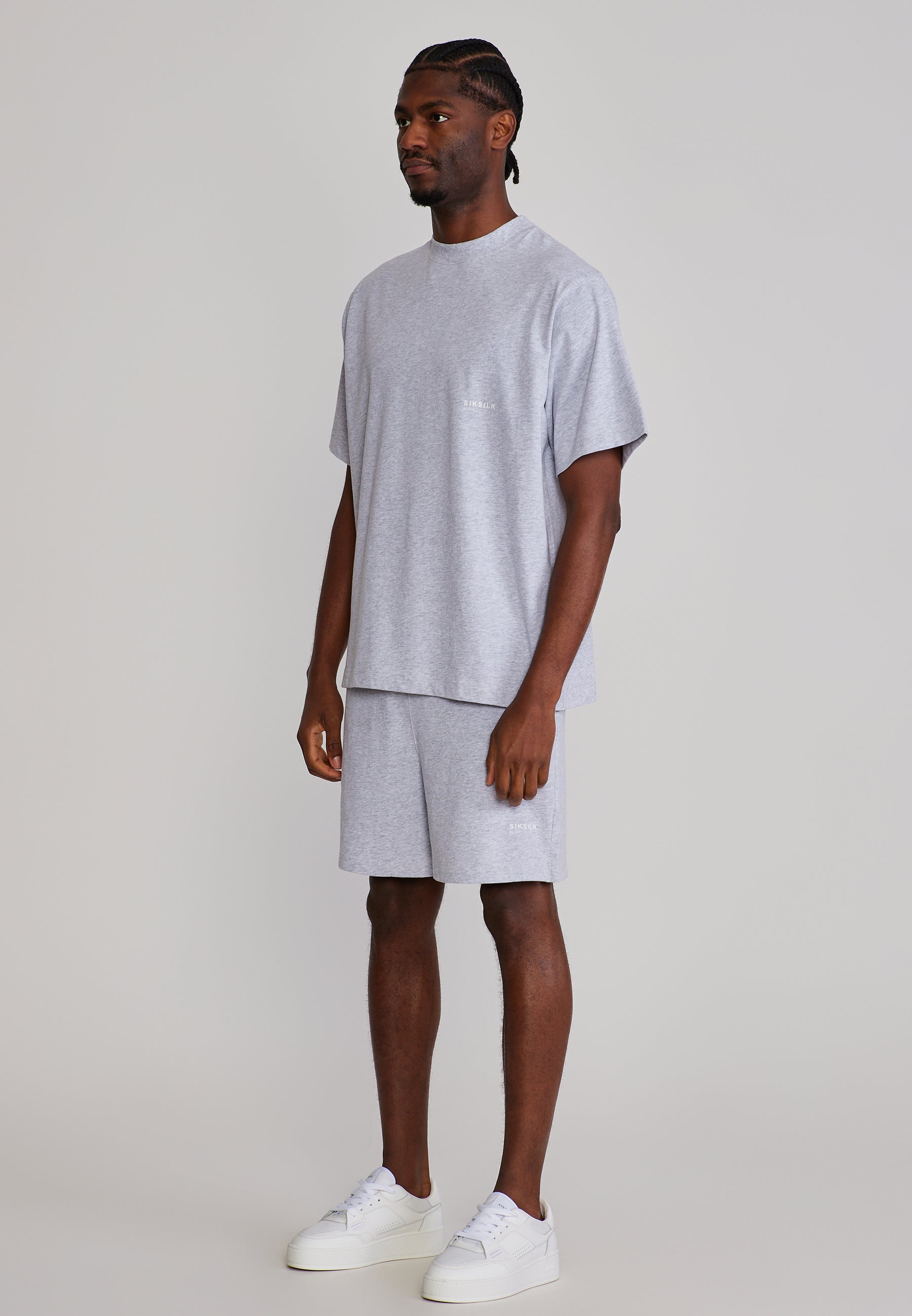 T-Shirt and Shorts Set in Grey Marl Sets SikSilk