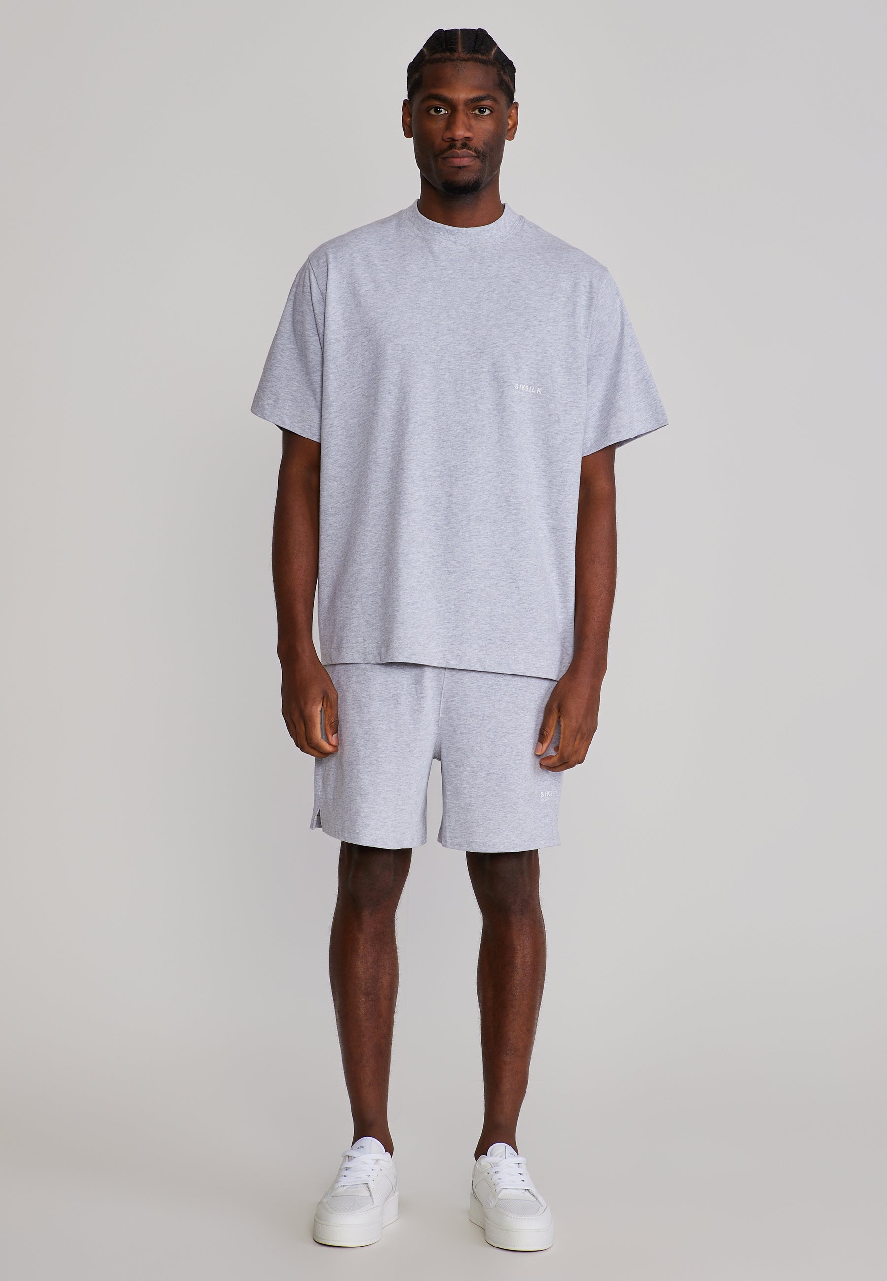 T-Shirt and Shorts Set in Grey Marl Sets SikSilk