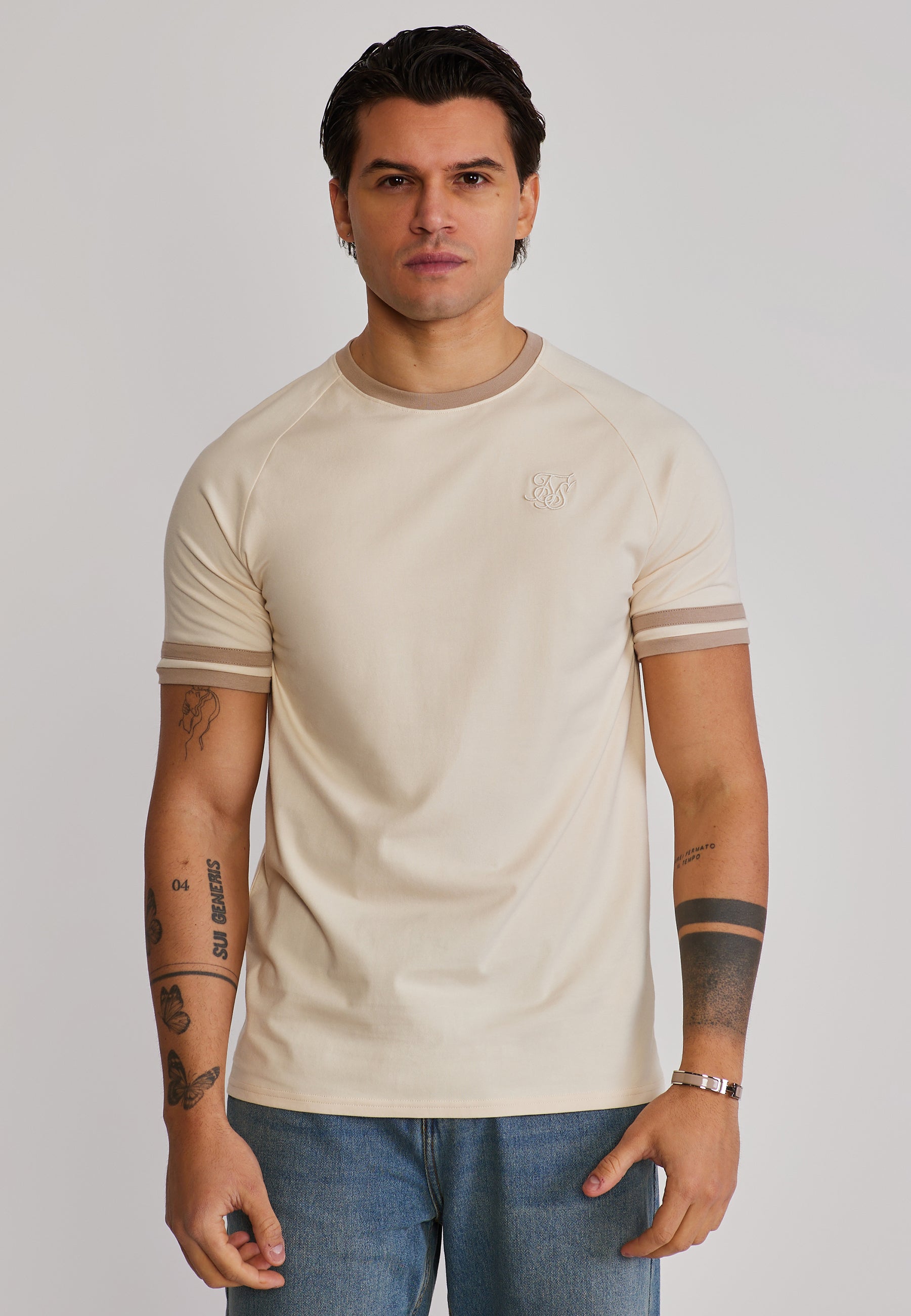 Tournament T-Shirt in Ecru-Brown T-Shirts SikSilk