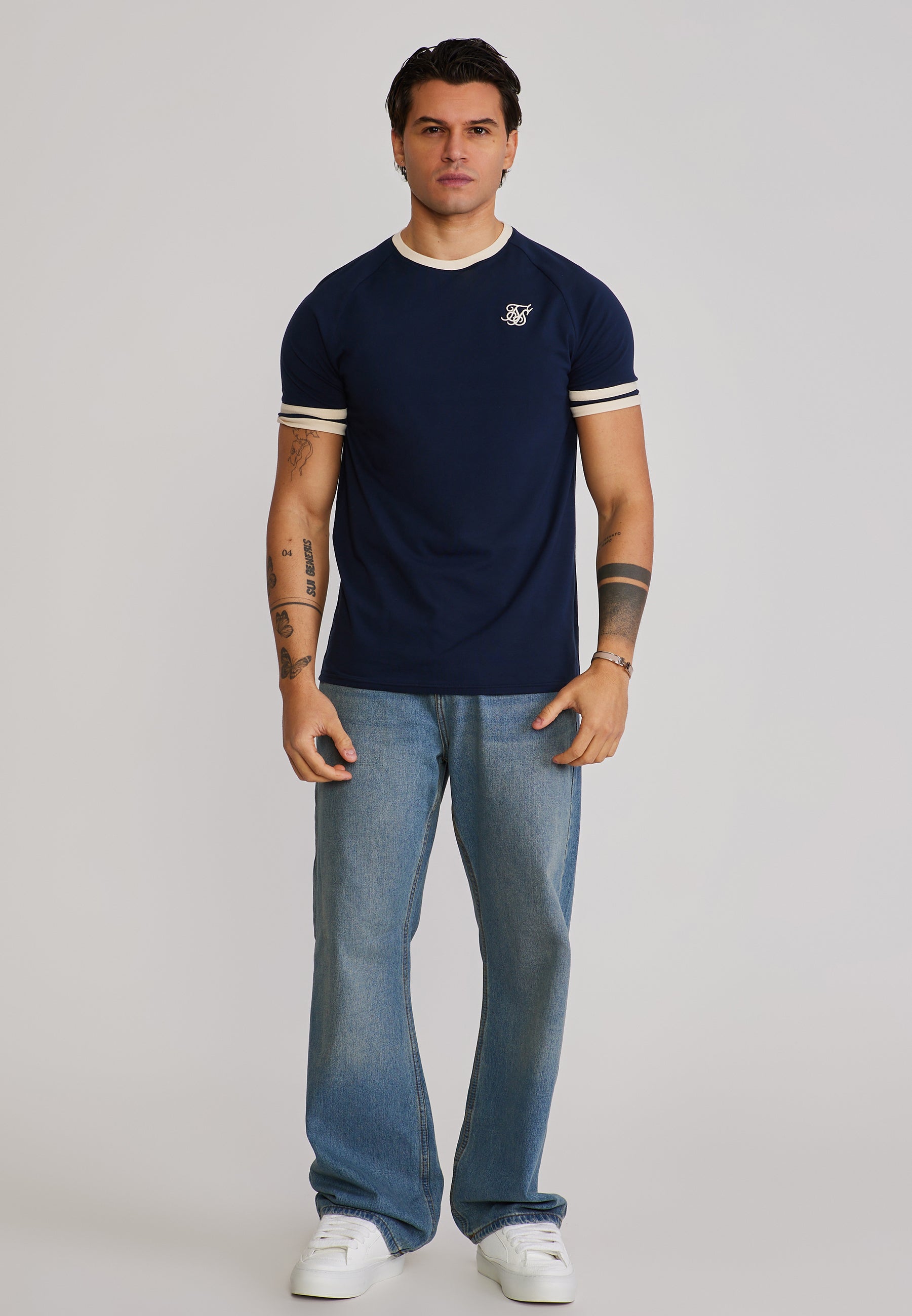 Tournament T-Shirt in Navy-Ecru T-Shirts SikSilk