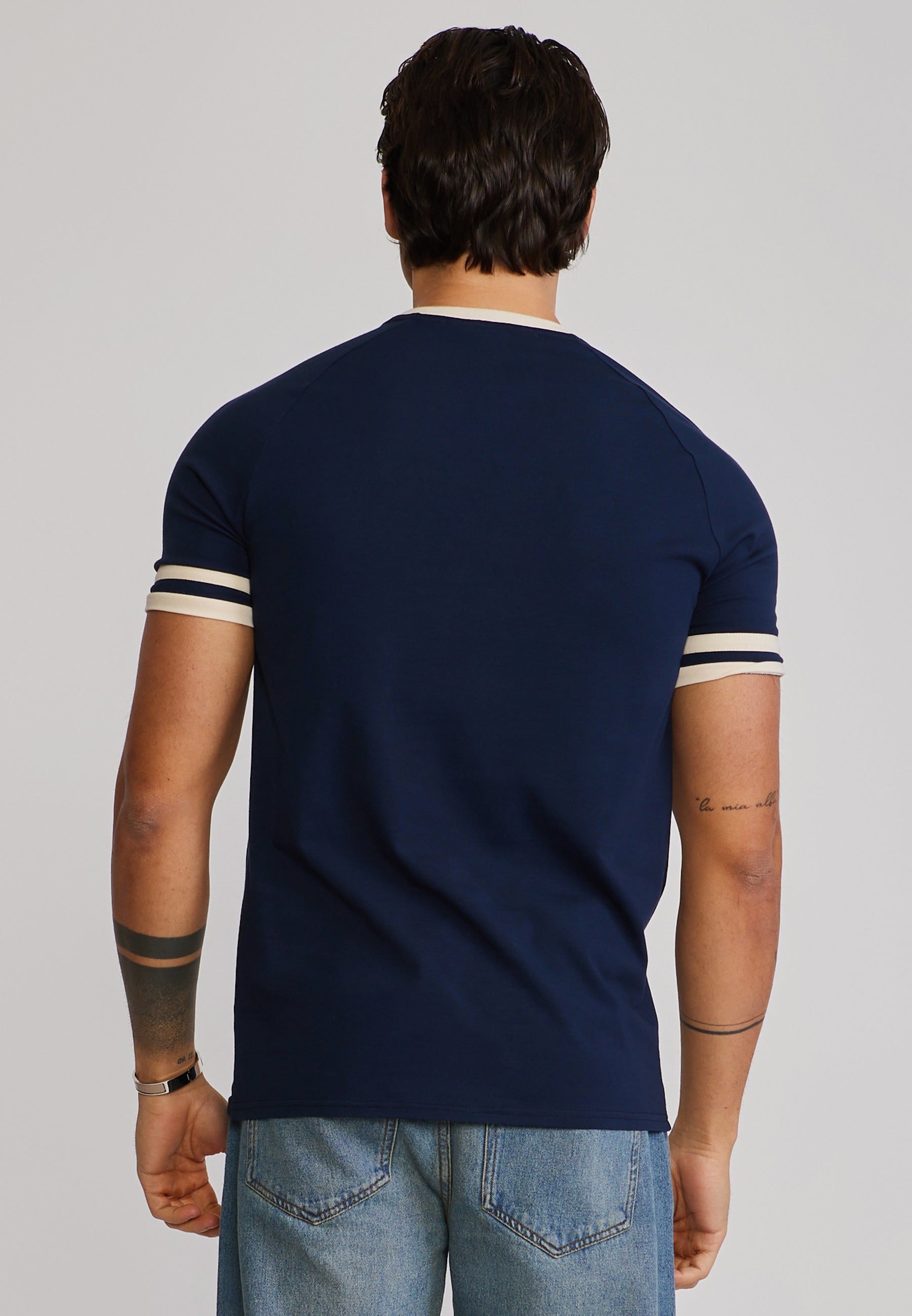 Tournament T-Shirt in Navy-Ecru T-Shirts SikSilk