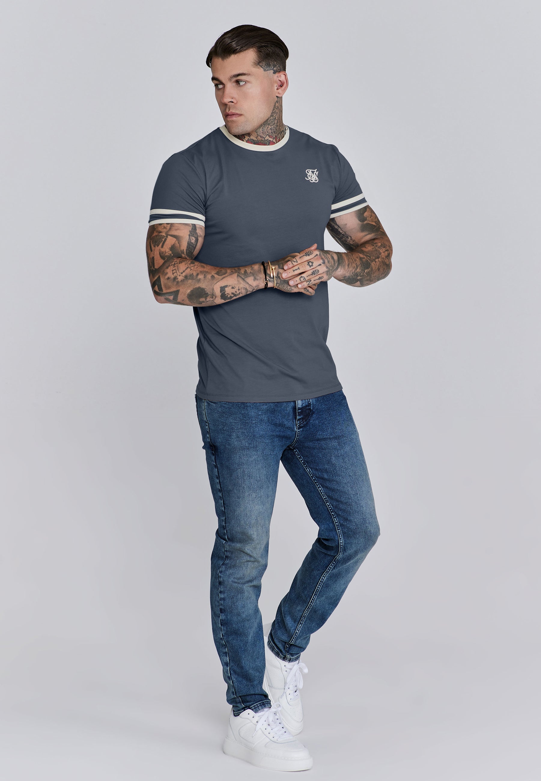 Tournament T-Shirt in Grey-Ecru T-Shirts SikSilk