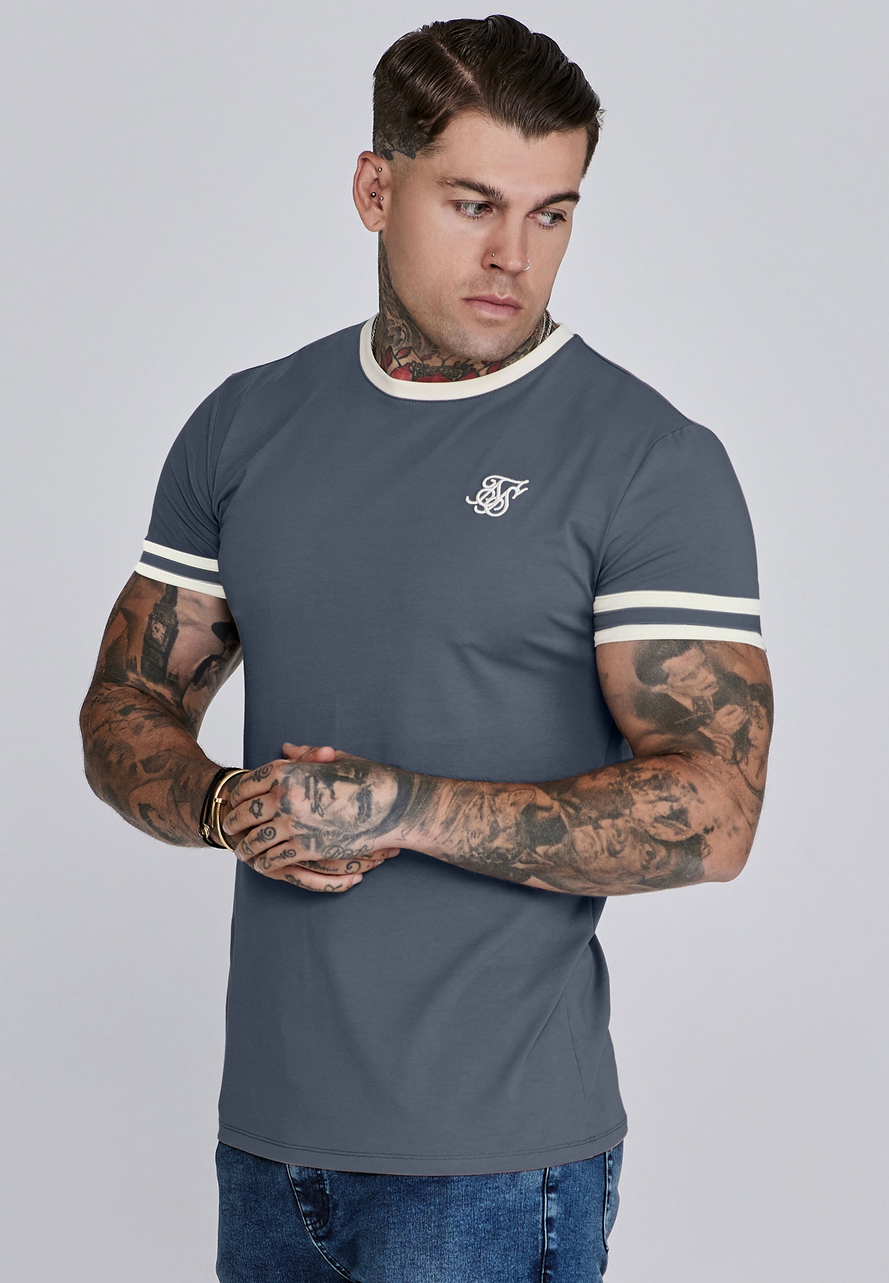 Tournament T-Shirt in Grey-Ecru T-Shirts SikSilk
