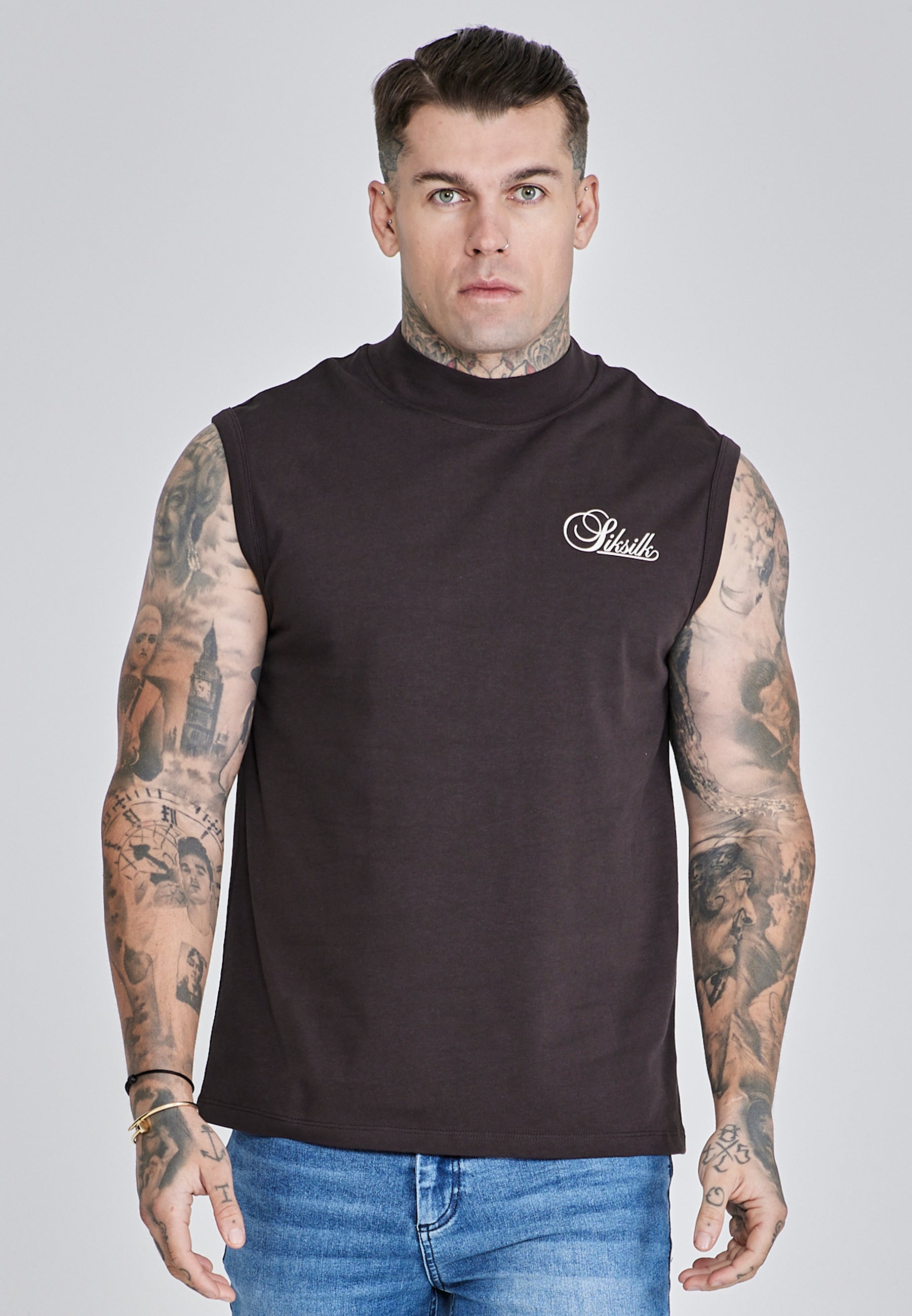 Sleeveless T-Shirt in Black T-Shirts SikSilk