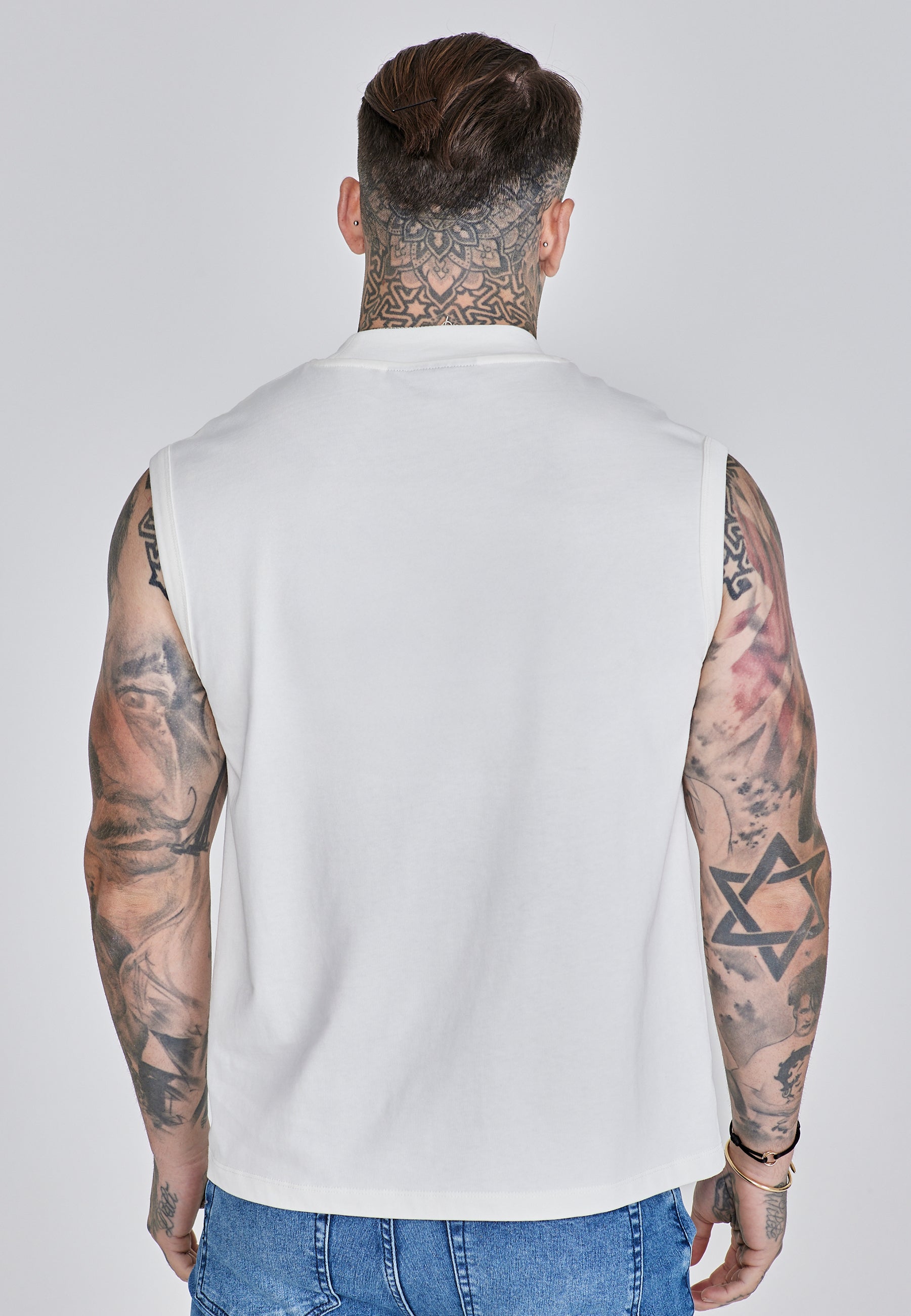 Sleeveless T-Shirt in Ecru T-Shirts SikSilk