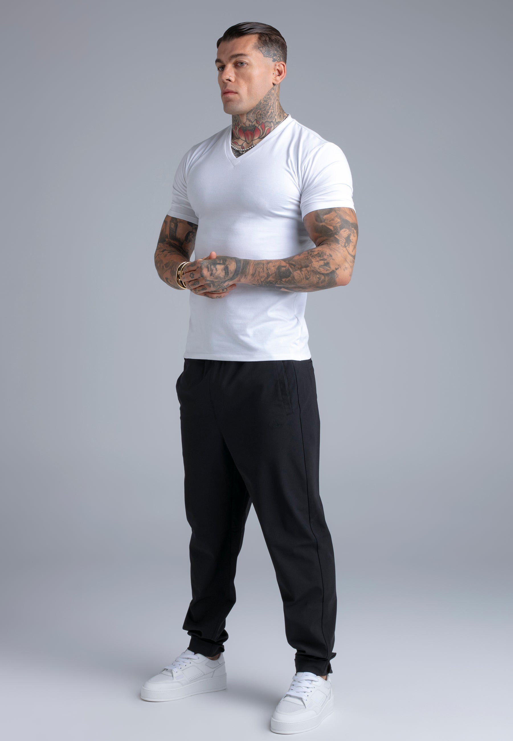 V-Neck T-Shirt in White T-Shirts SikSilk