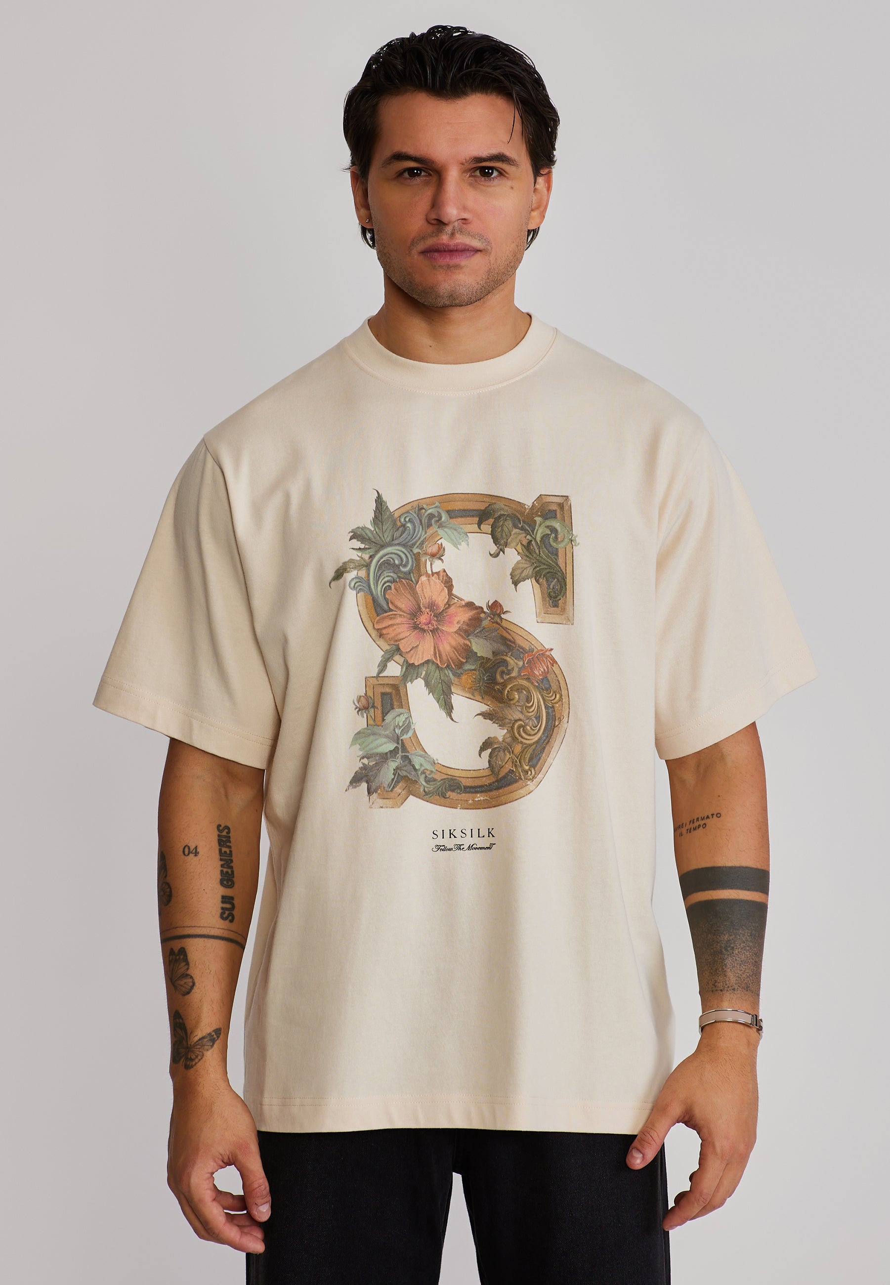 Graphic T-Shirt in Ecru T-Shirts SikSilk