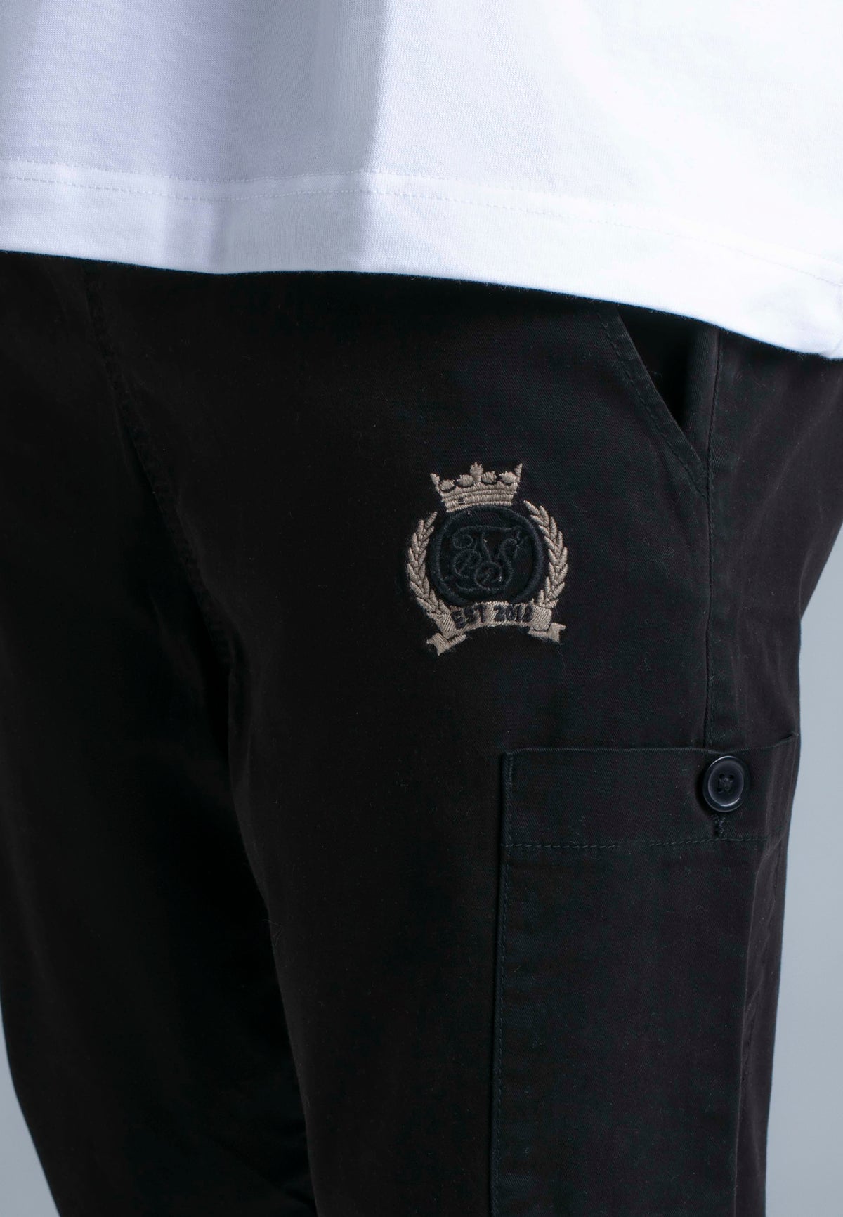 Cargohose Slim Fit in Black Hosen SikSilk
