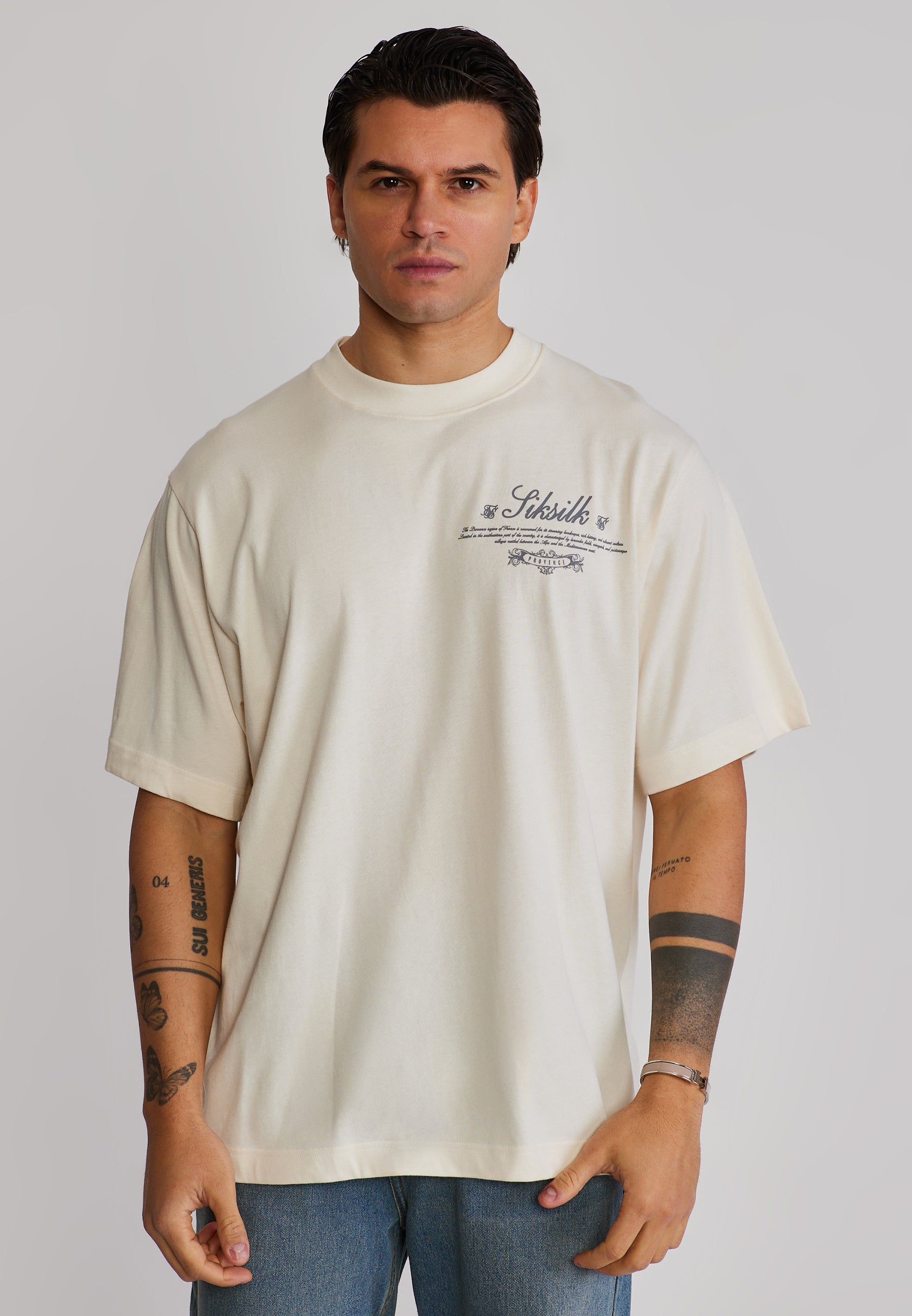 Graphic T-Shirt in Ecru T-Shirts SikSilk