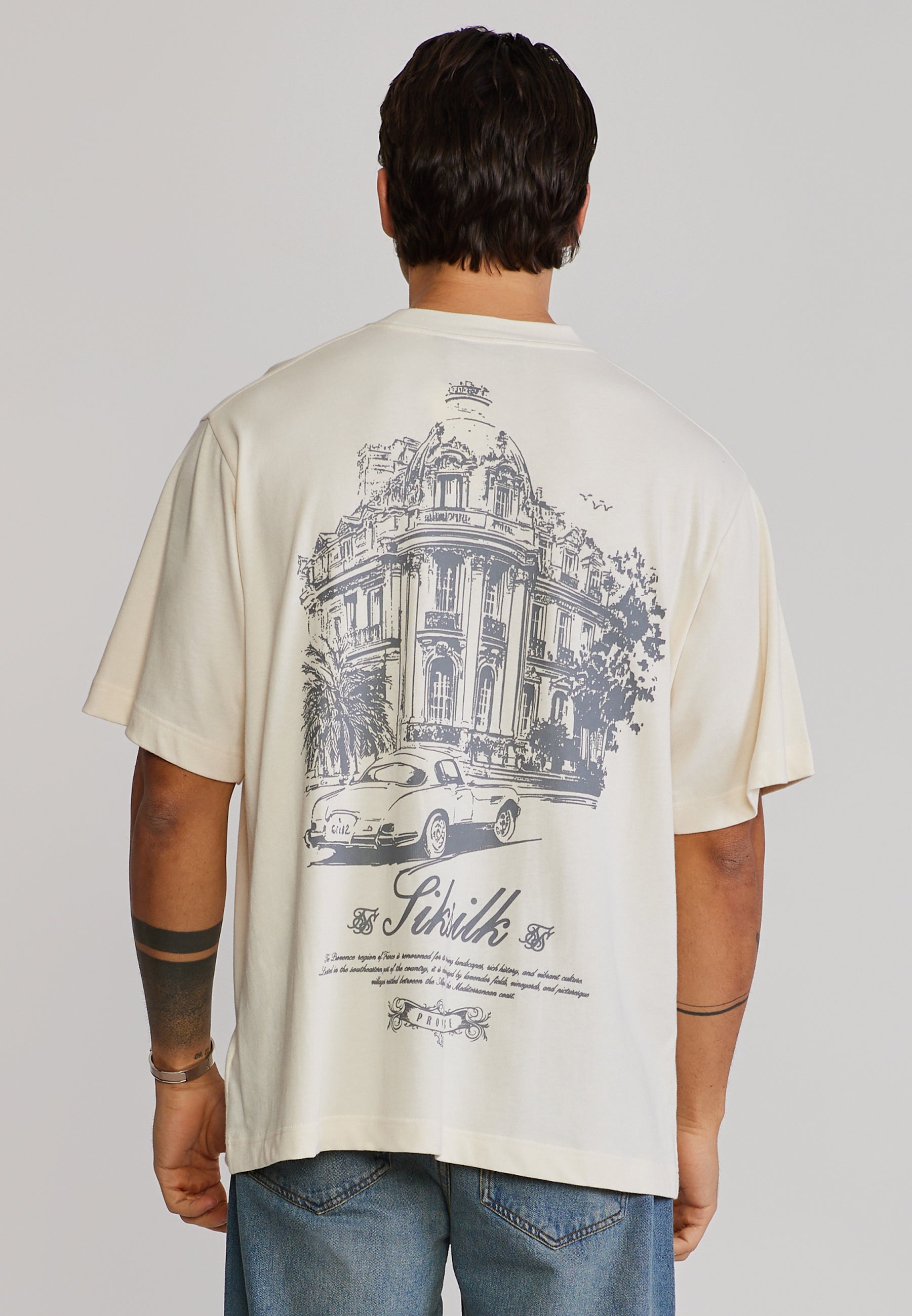 Graphic T-Shirt in Ecru T-Shirts SikSilk