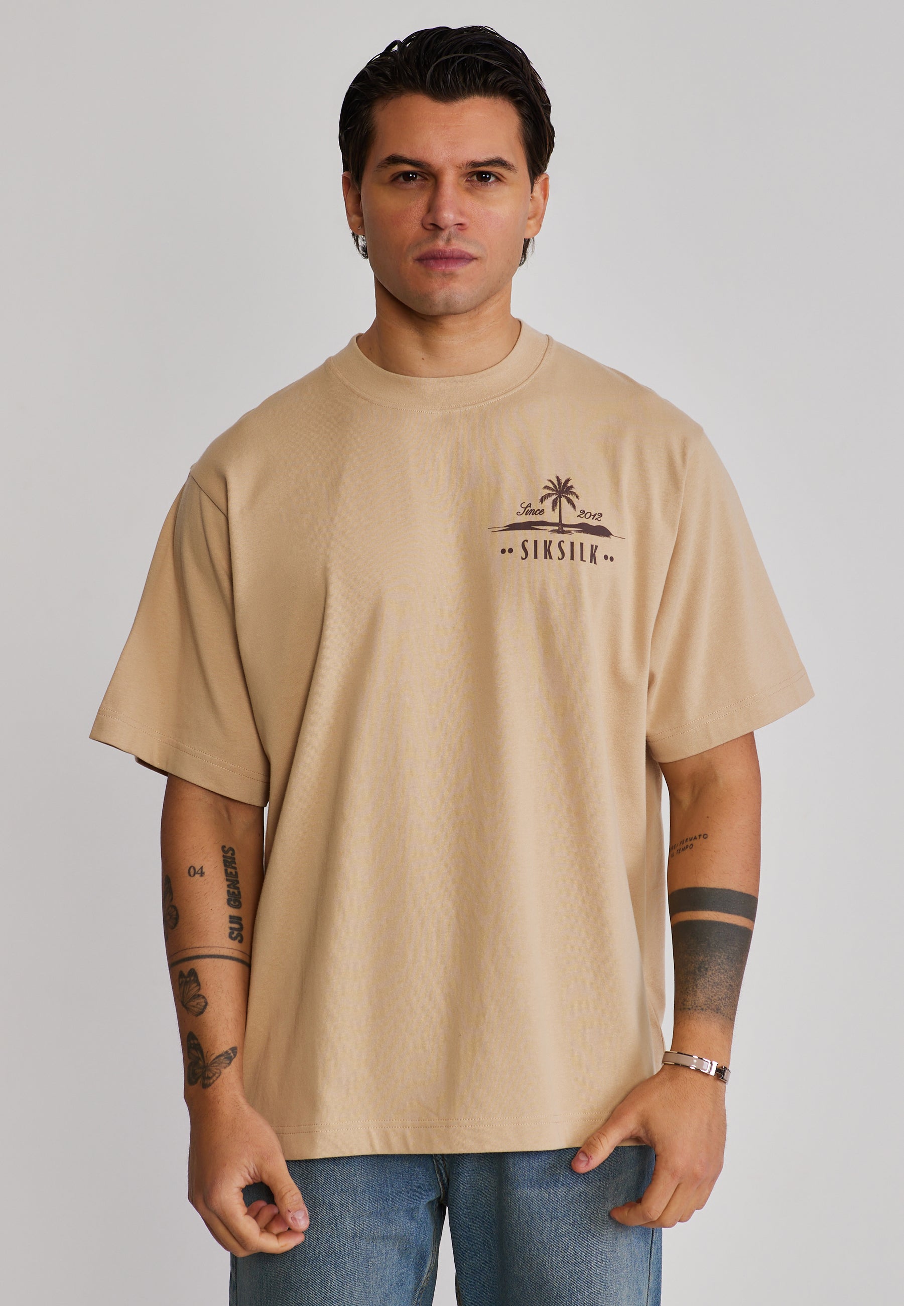 Graphic T-Shirt in Beige T-Shirts SikSilk