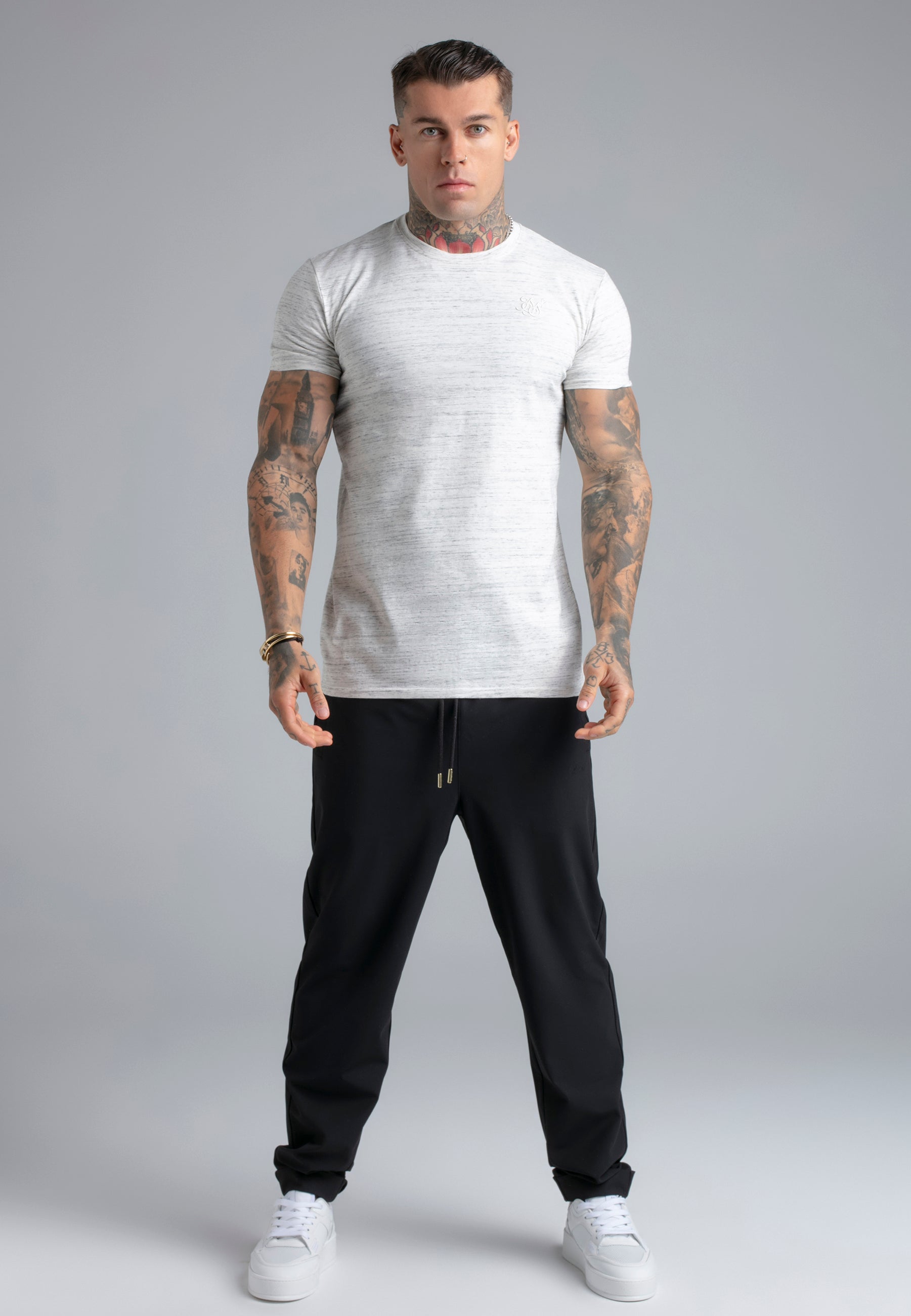 Marl T-Shirt in White T-Shirts SikSilk
