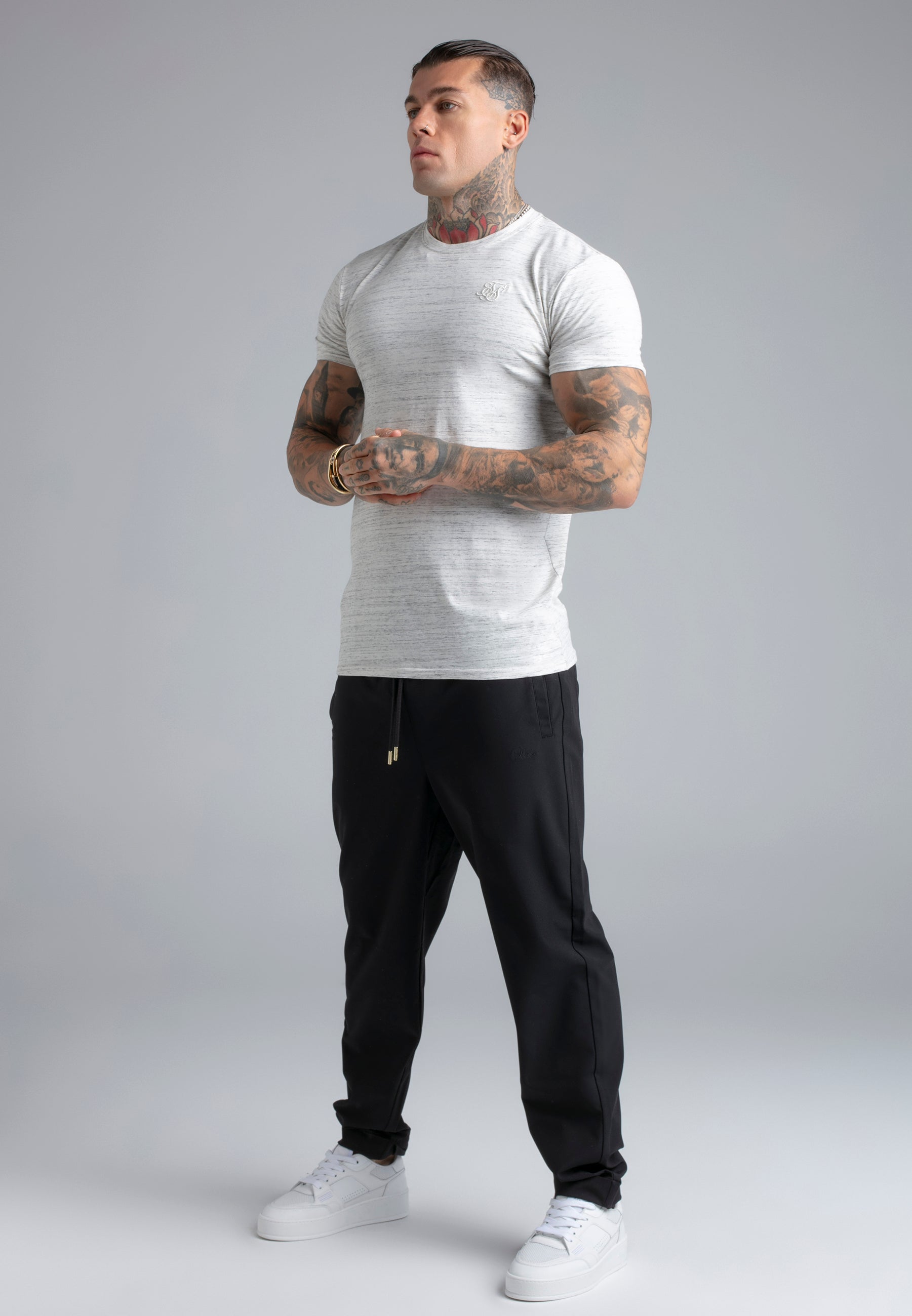 Marl T-Shirt in White T-Shirts SikSilk