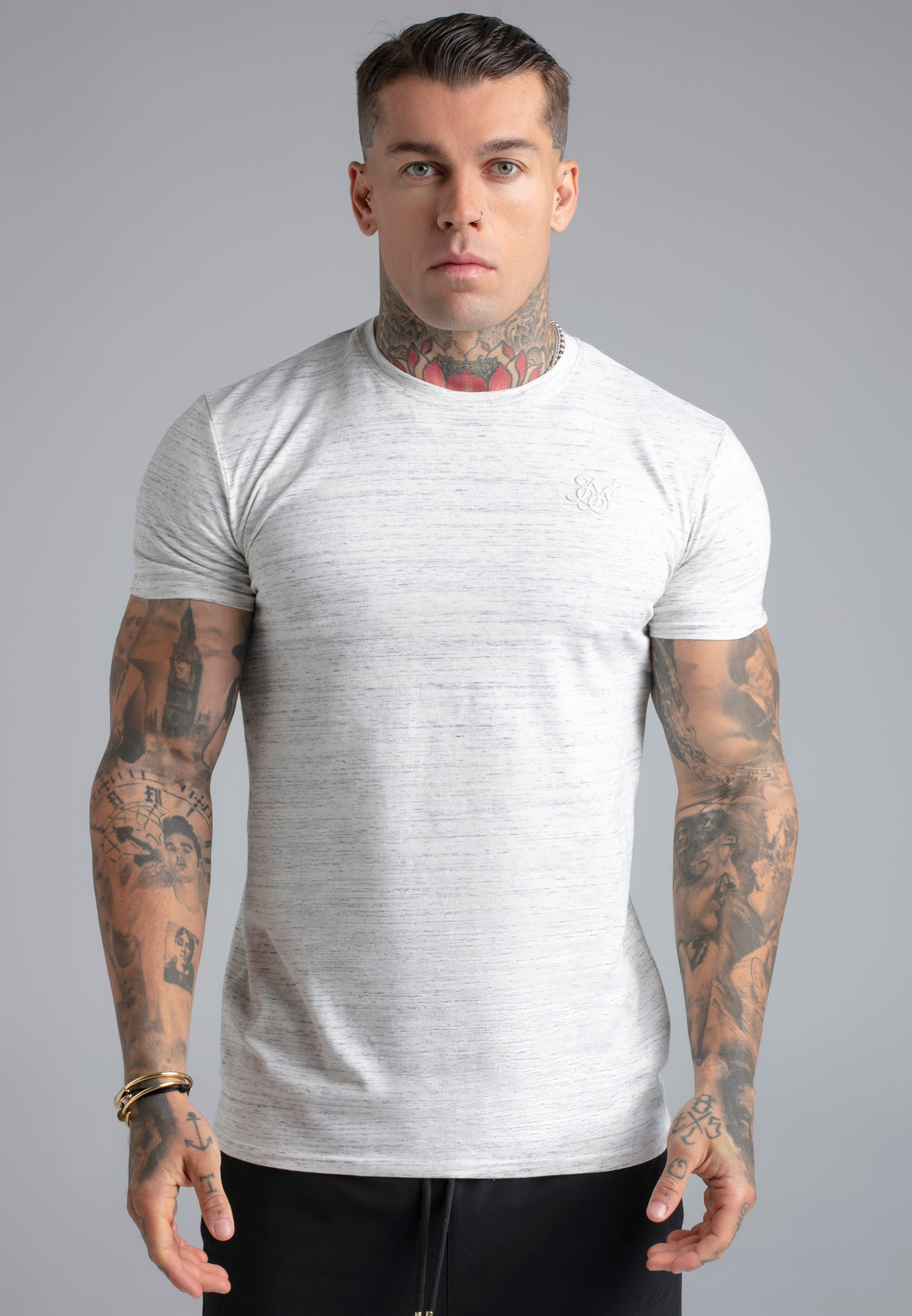 Marl T-Shirt in White T-Shirts SikSilk