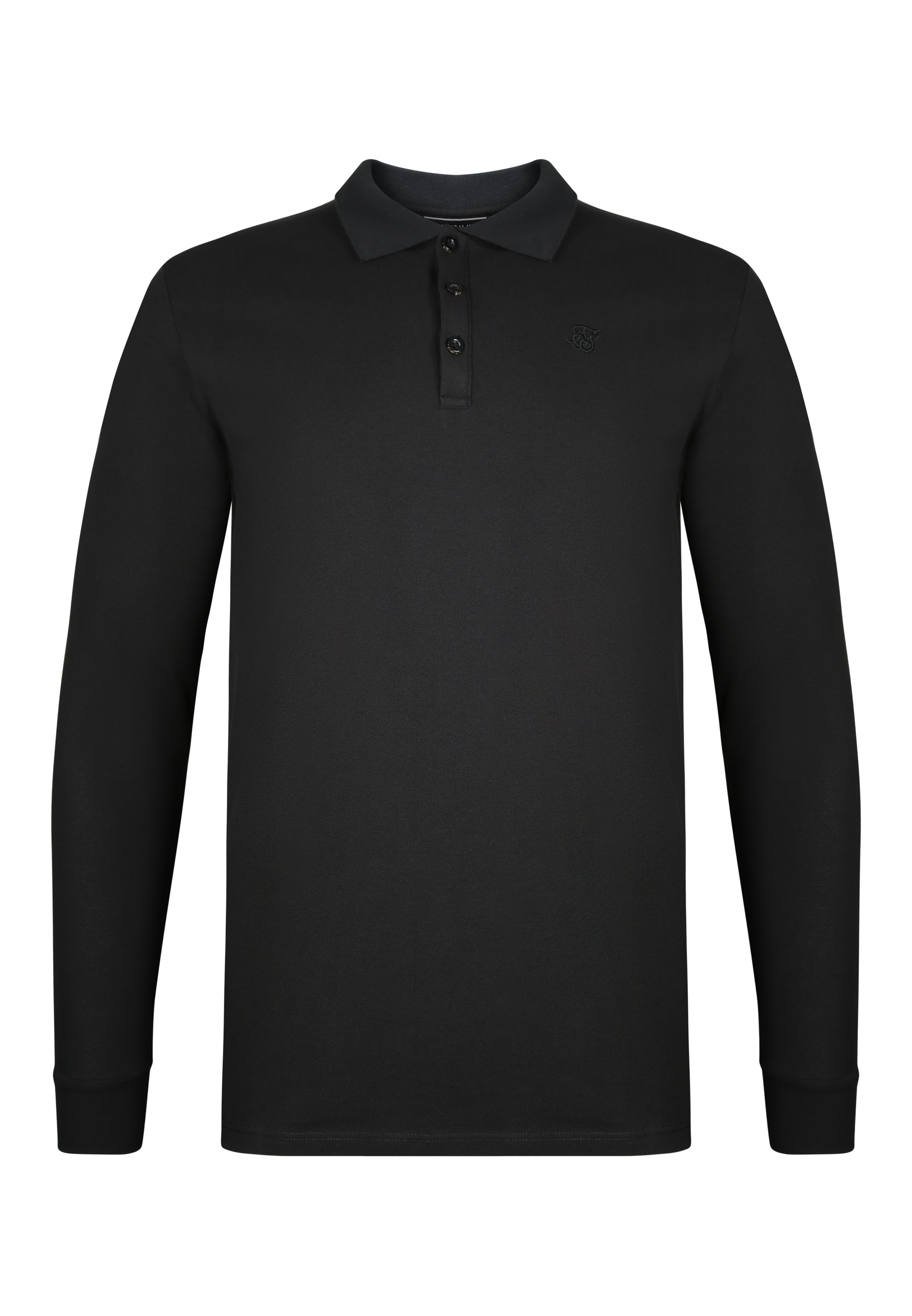 LS Button Polo in Black T-Shirts SikSilk