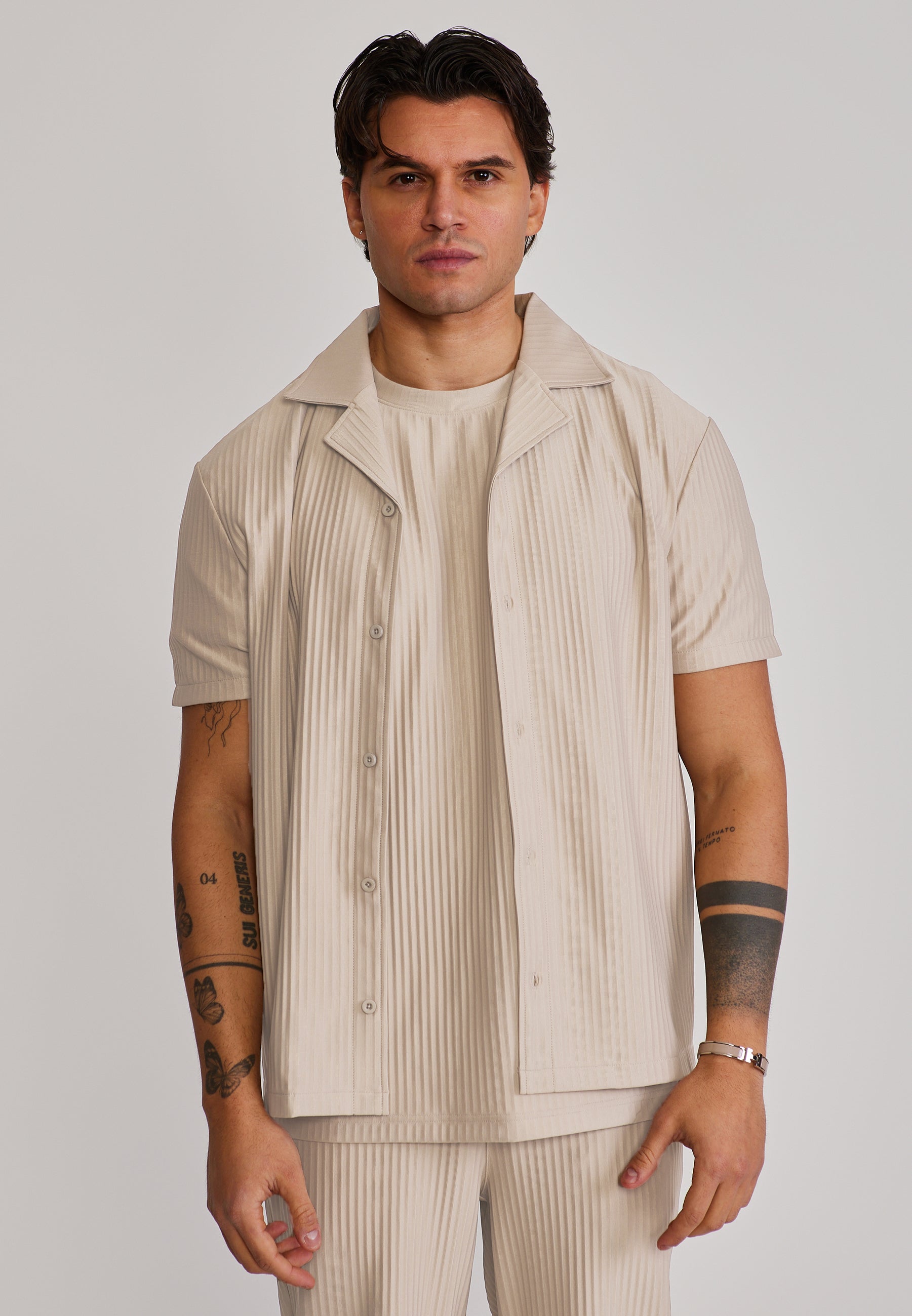 Plisse Shirt in Ecru Hemden SikSilk