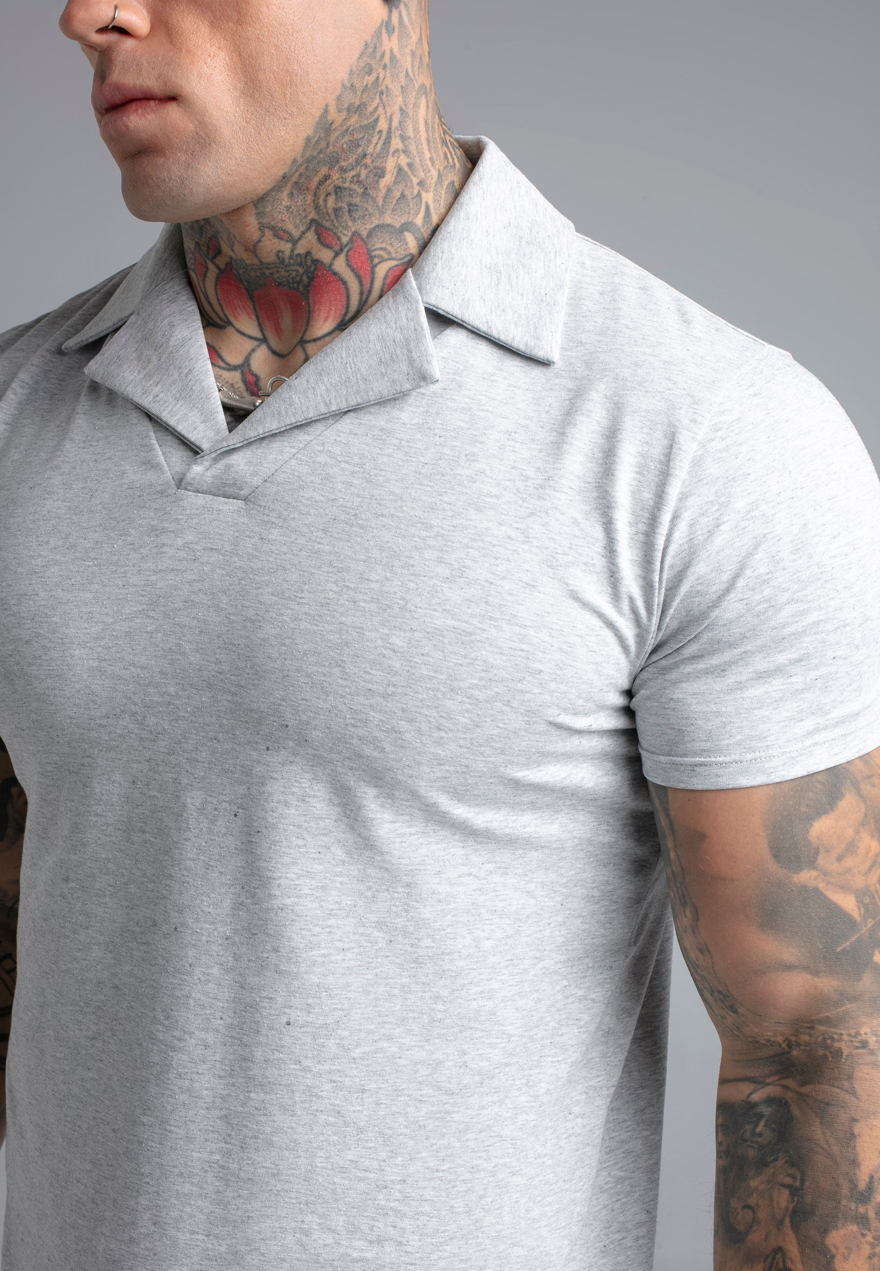 Revere Polo in Grey Marl T-Shirts SikSilk