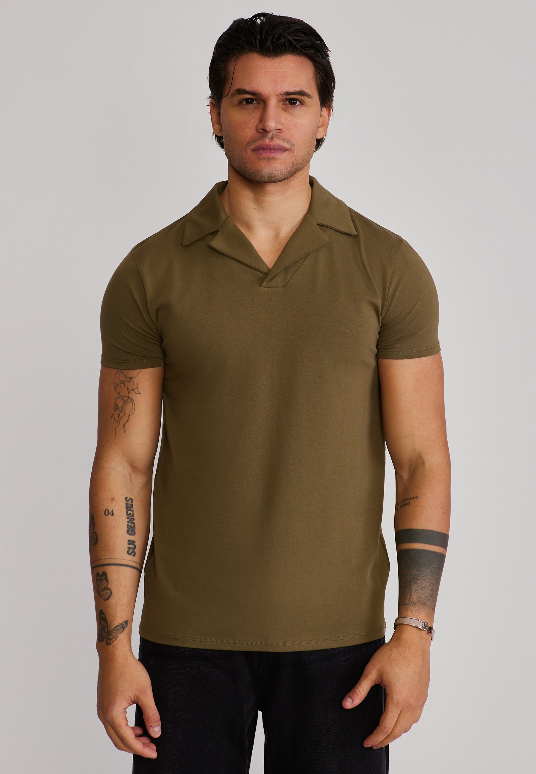 Revere Polo in Khaki Green T-Shirts SikSilk