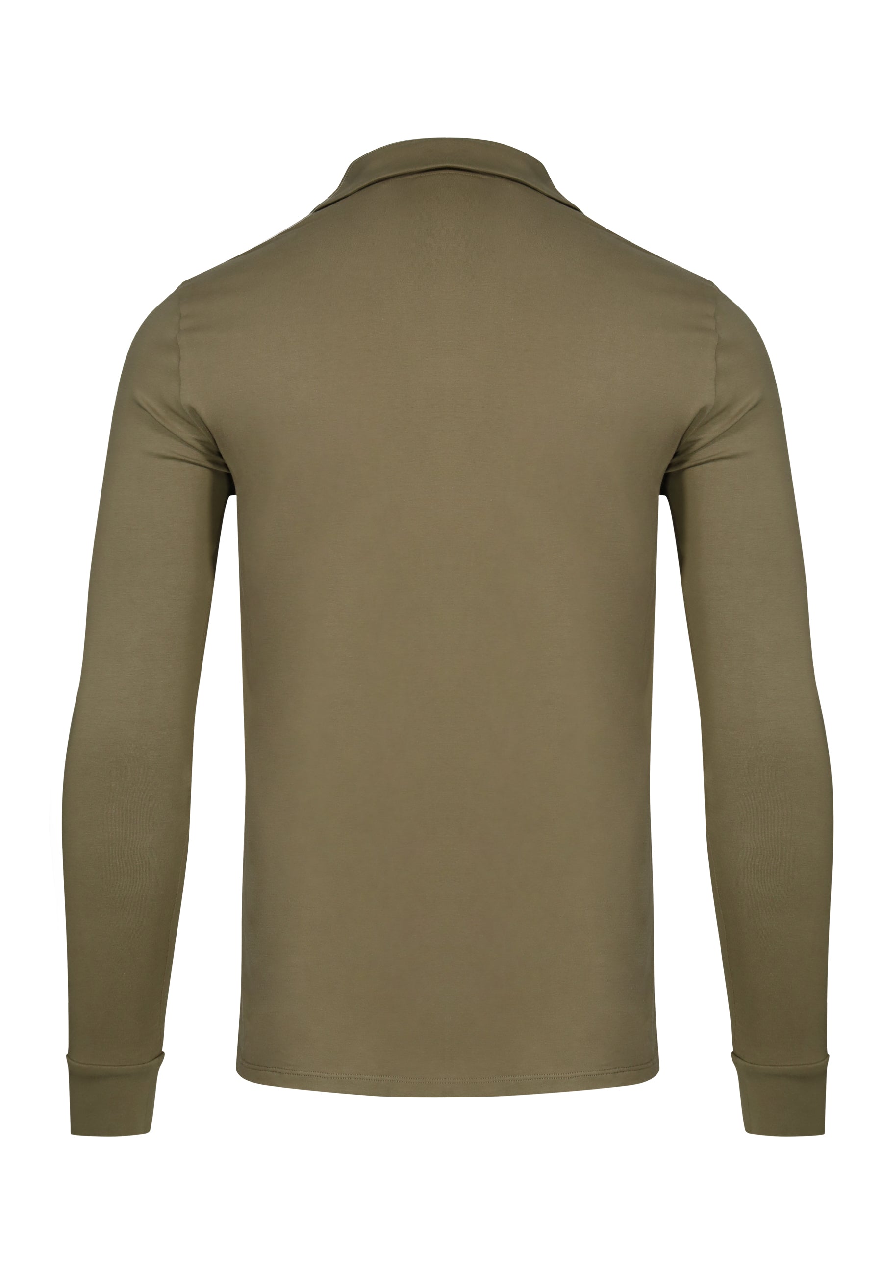 Longlseeved Revere Polo in Khaki Green T-Shirts SikSilk