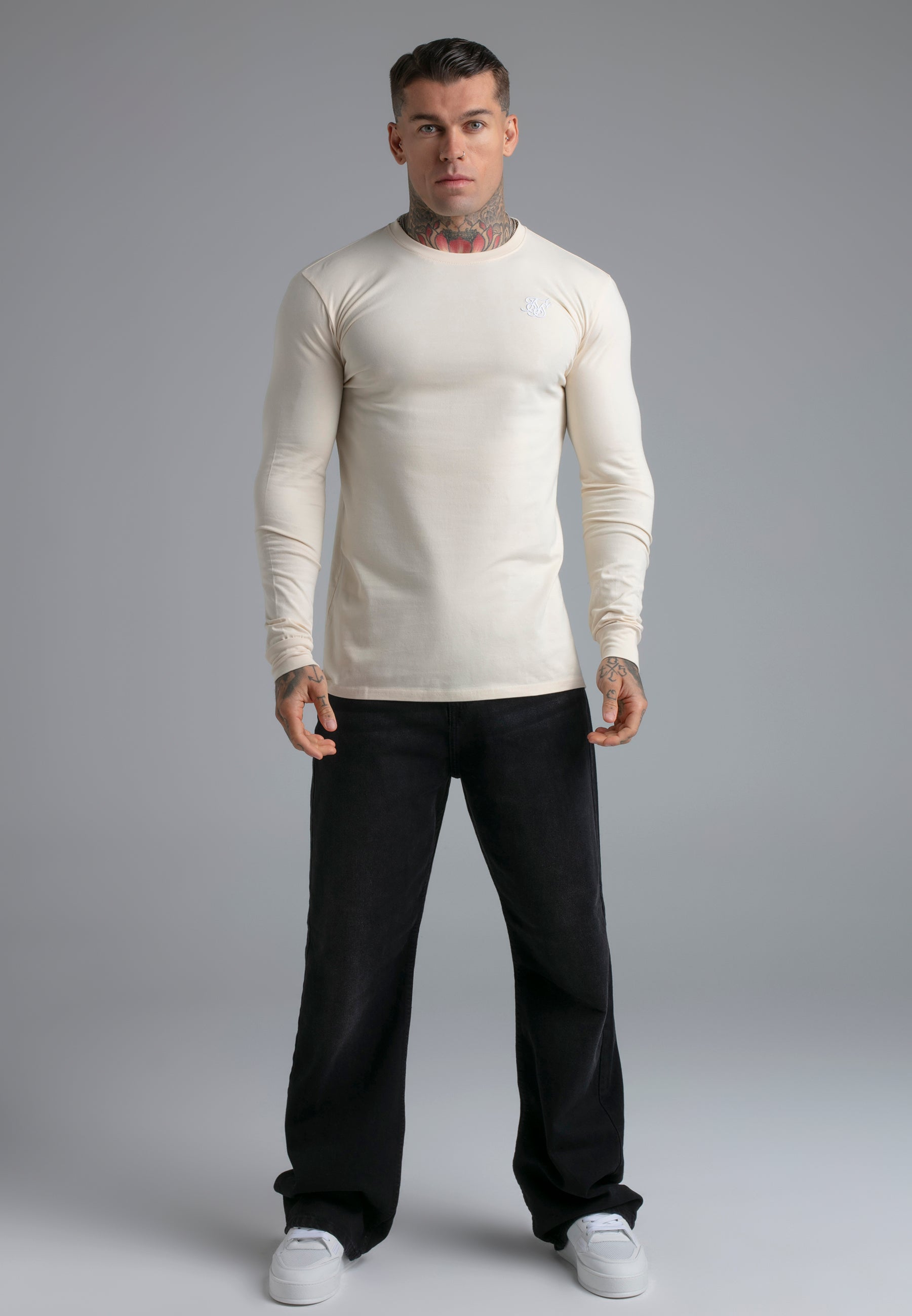 Essentials LS T-Shirt in Ecru T-Shirts SikSilk