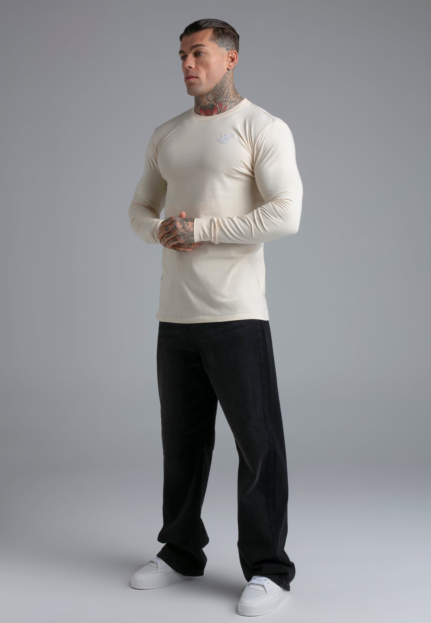 Essentials LS T-Shirt in Ecru T-Shirts SikSilk