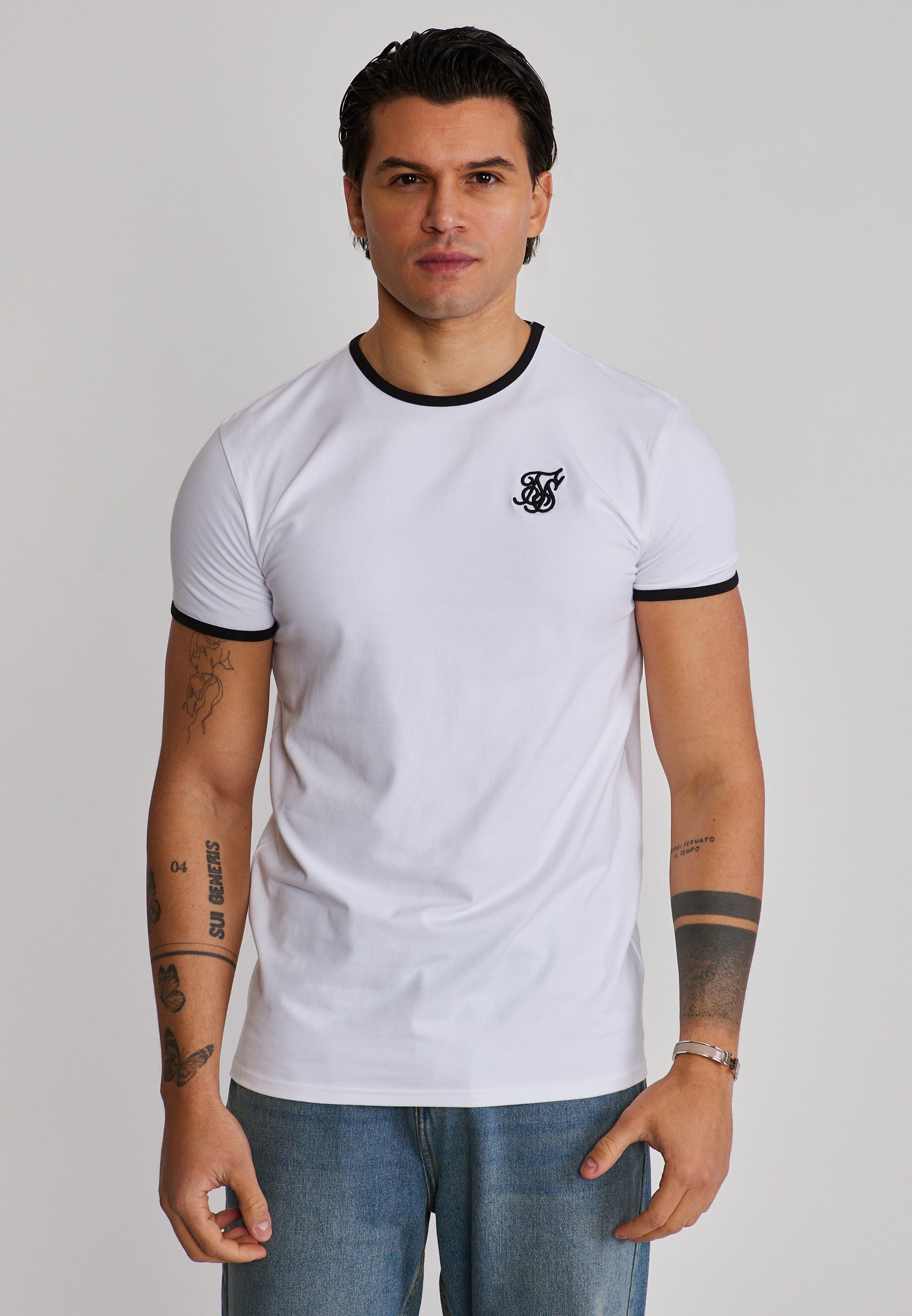 Ringer T-Shirt in White-Black T-Shirts SikSilk