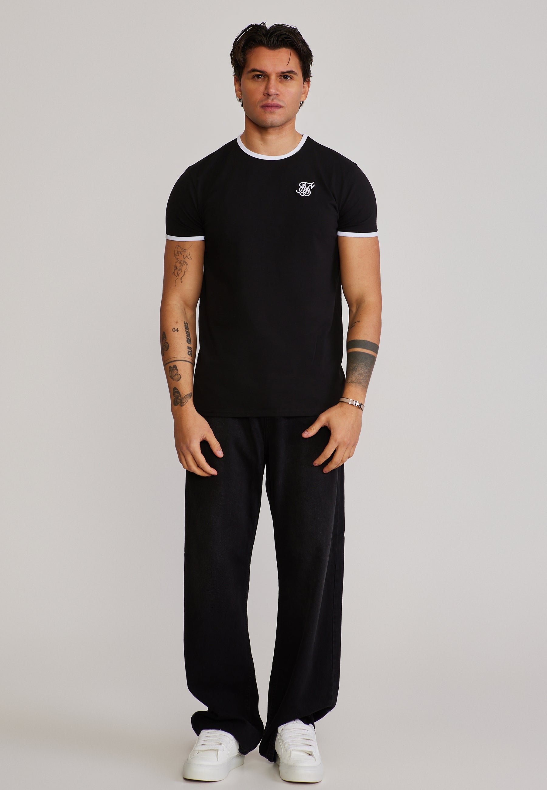 Ringer T-Shirt in Black-White T-Shirts SikSilk