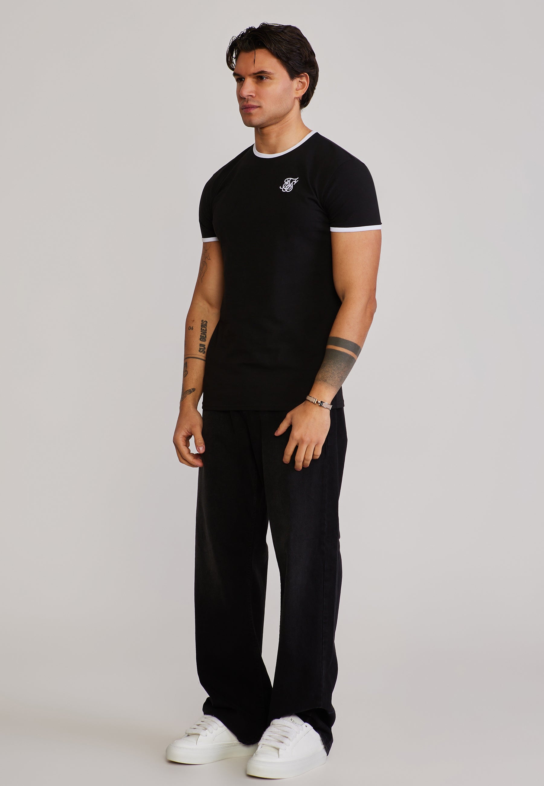 Ringer T-Shirt in Black-White T-Shirts SikSilk