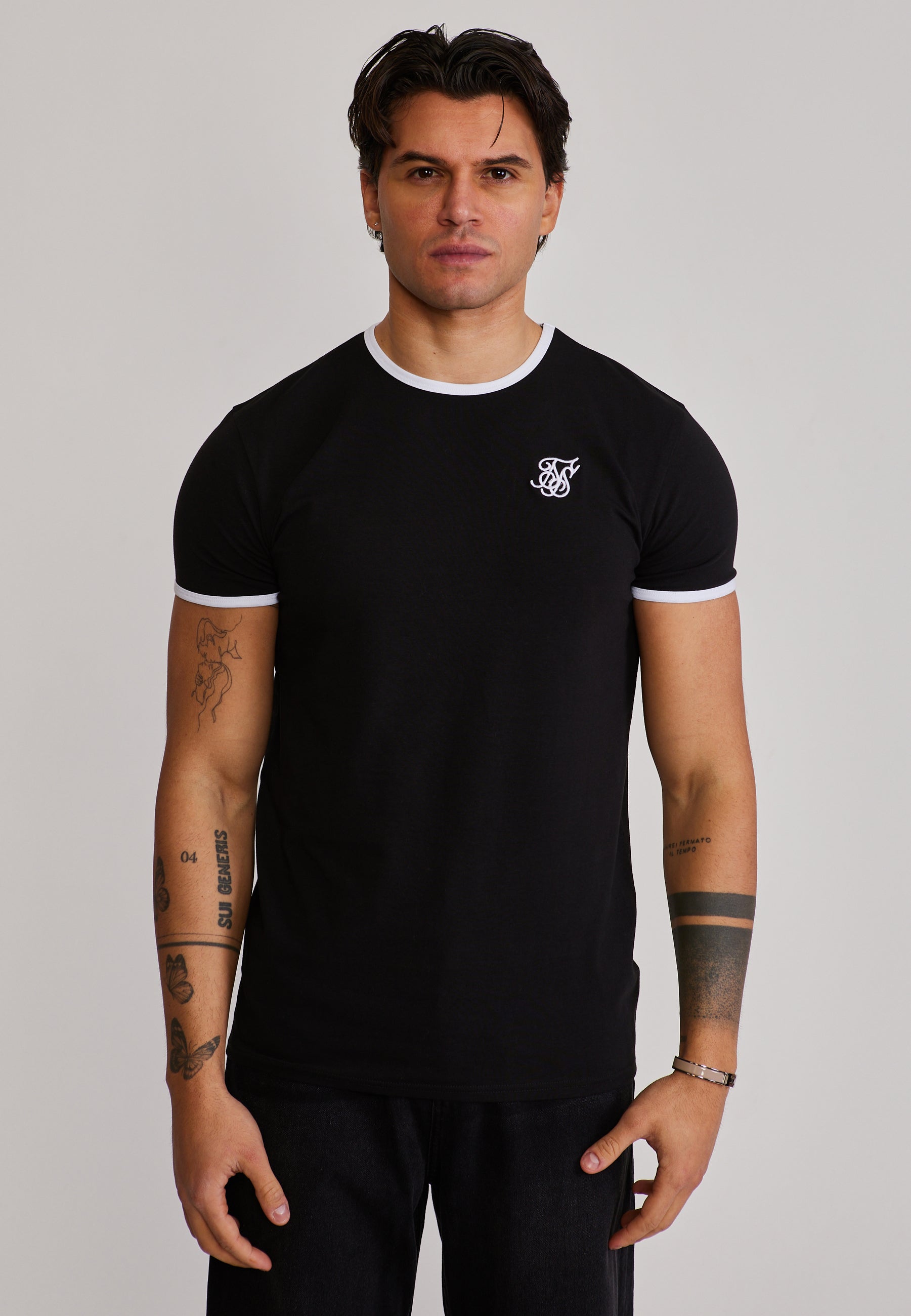 Ringer T-Shirt in Black-White T-Shirts SikSilk