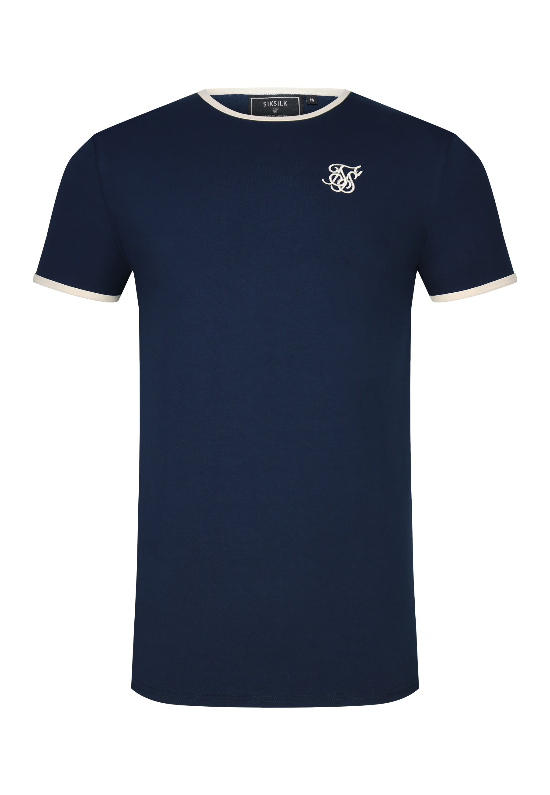 Ringer T-Shirt in Navy-Ecru T-Shirts SikSilk