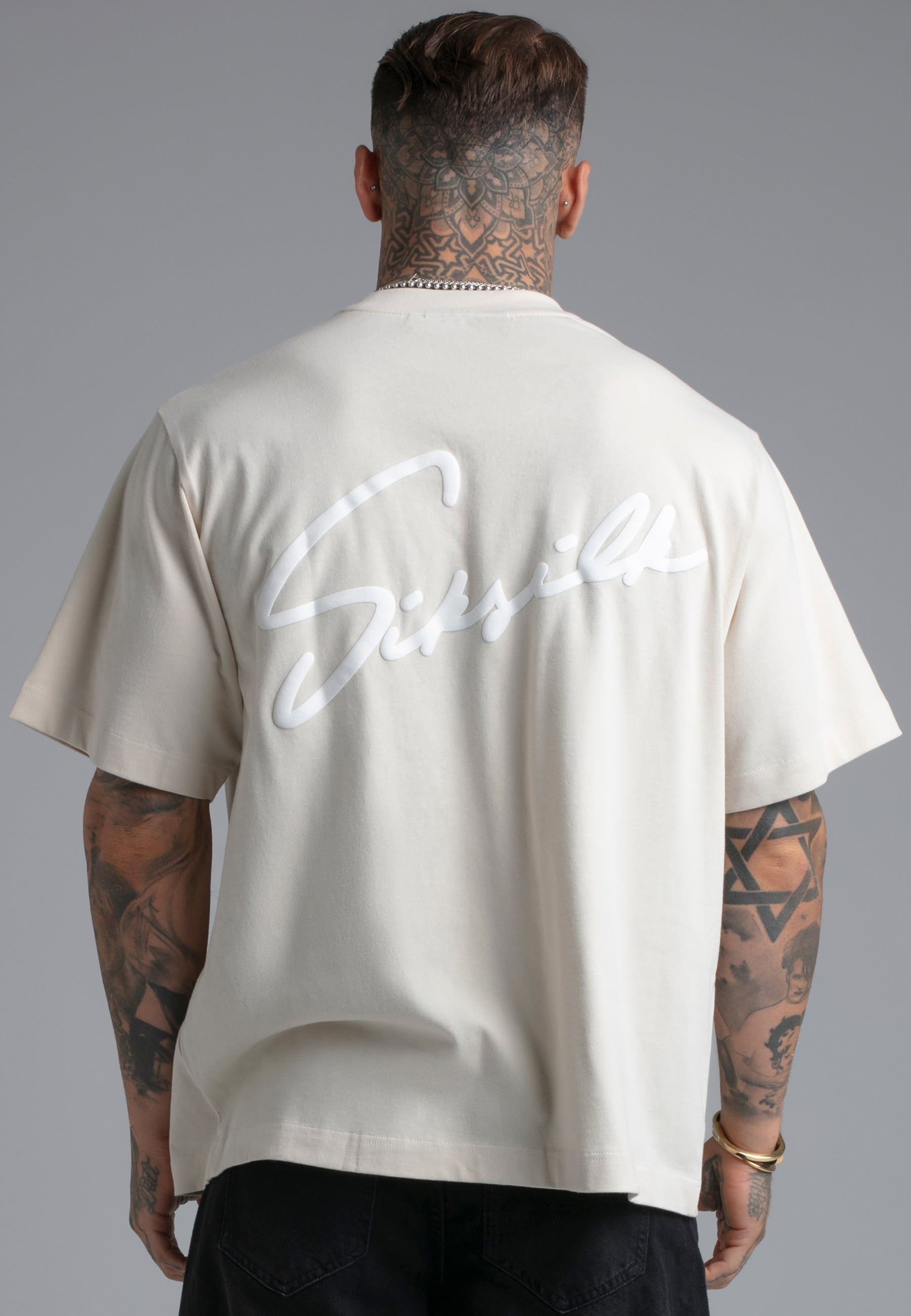 Script T-Shirt in Ecru T-Shirts SikSilk