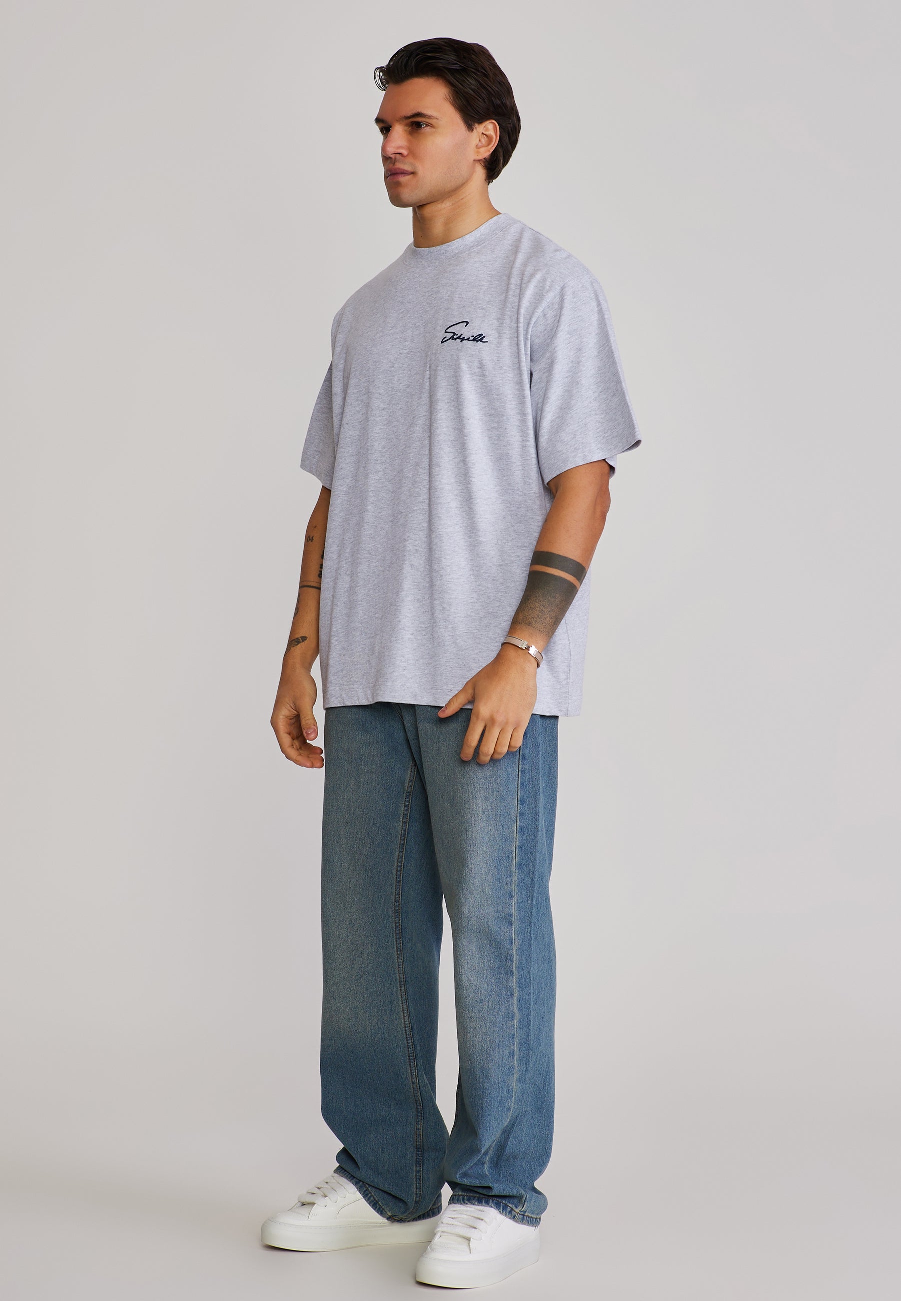 Script T-Shirt in Grey Marl T-Shirts SikSilk