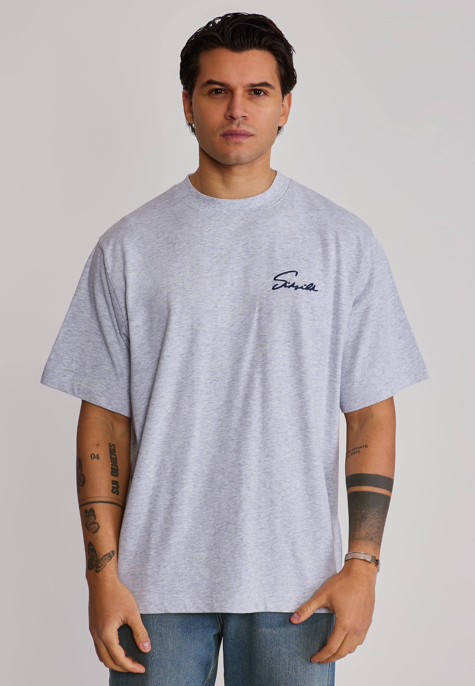Script T-Shirt in Grey Marl T-Shirts SikSilk