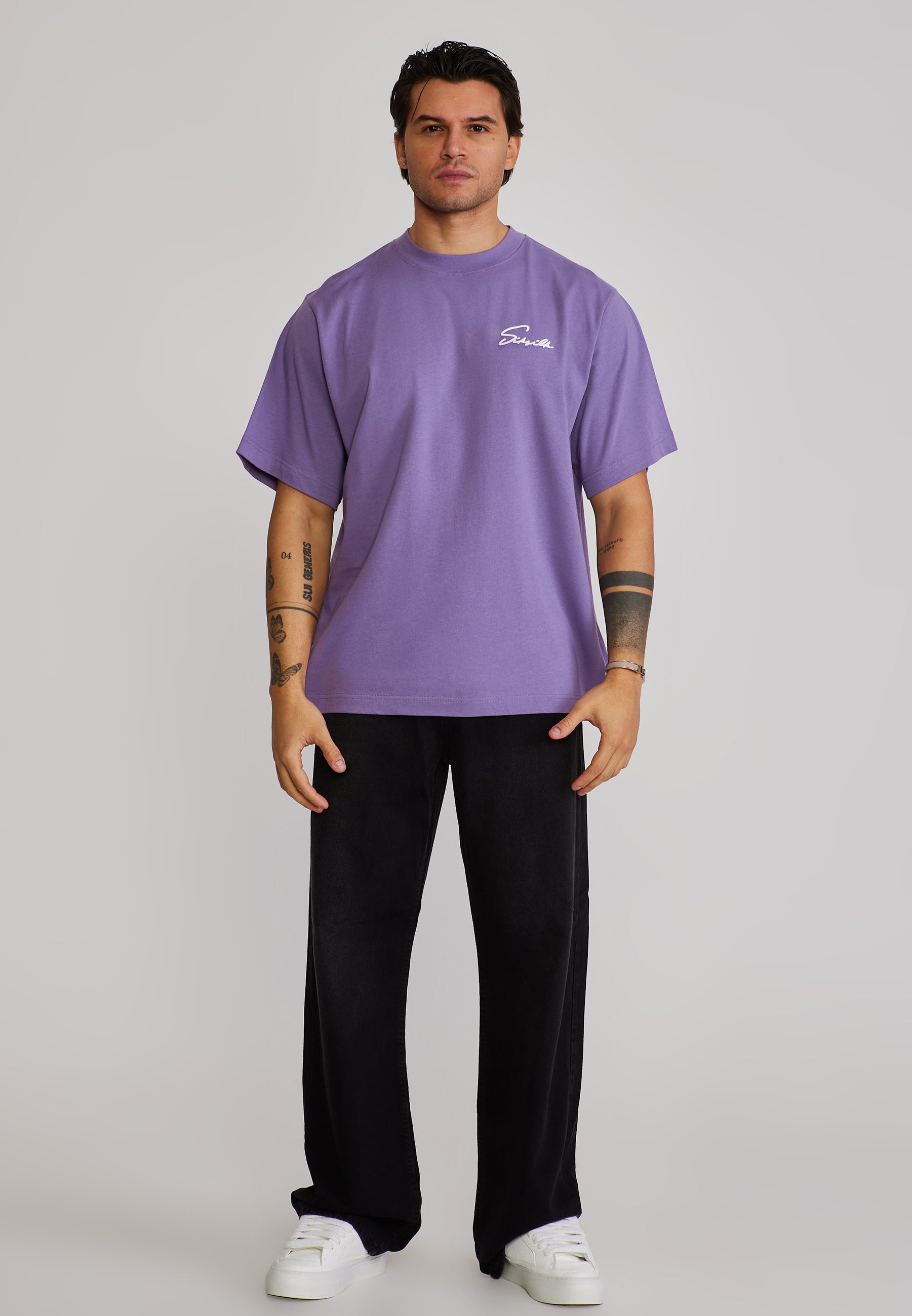 Script T-Shirt in Purple T-Shirts SikSilk