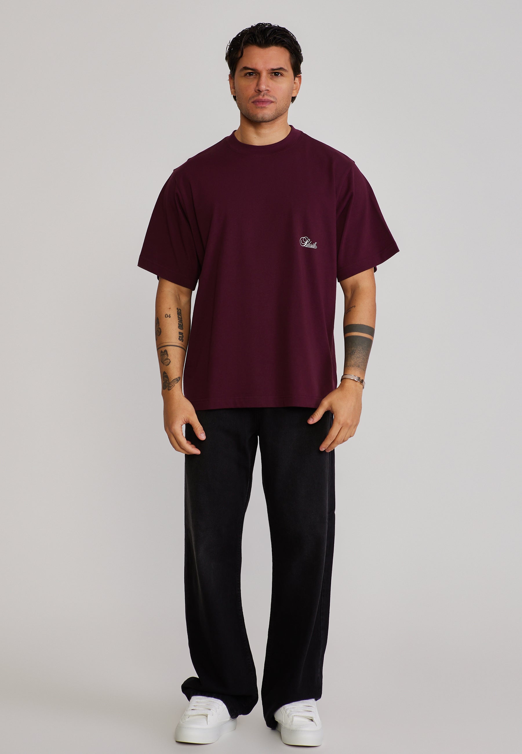 Oversized T-Shirt in Burgundy T-Shirts SikSilk