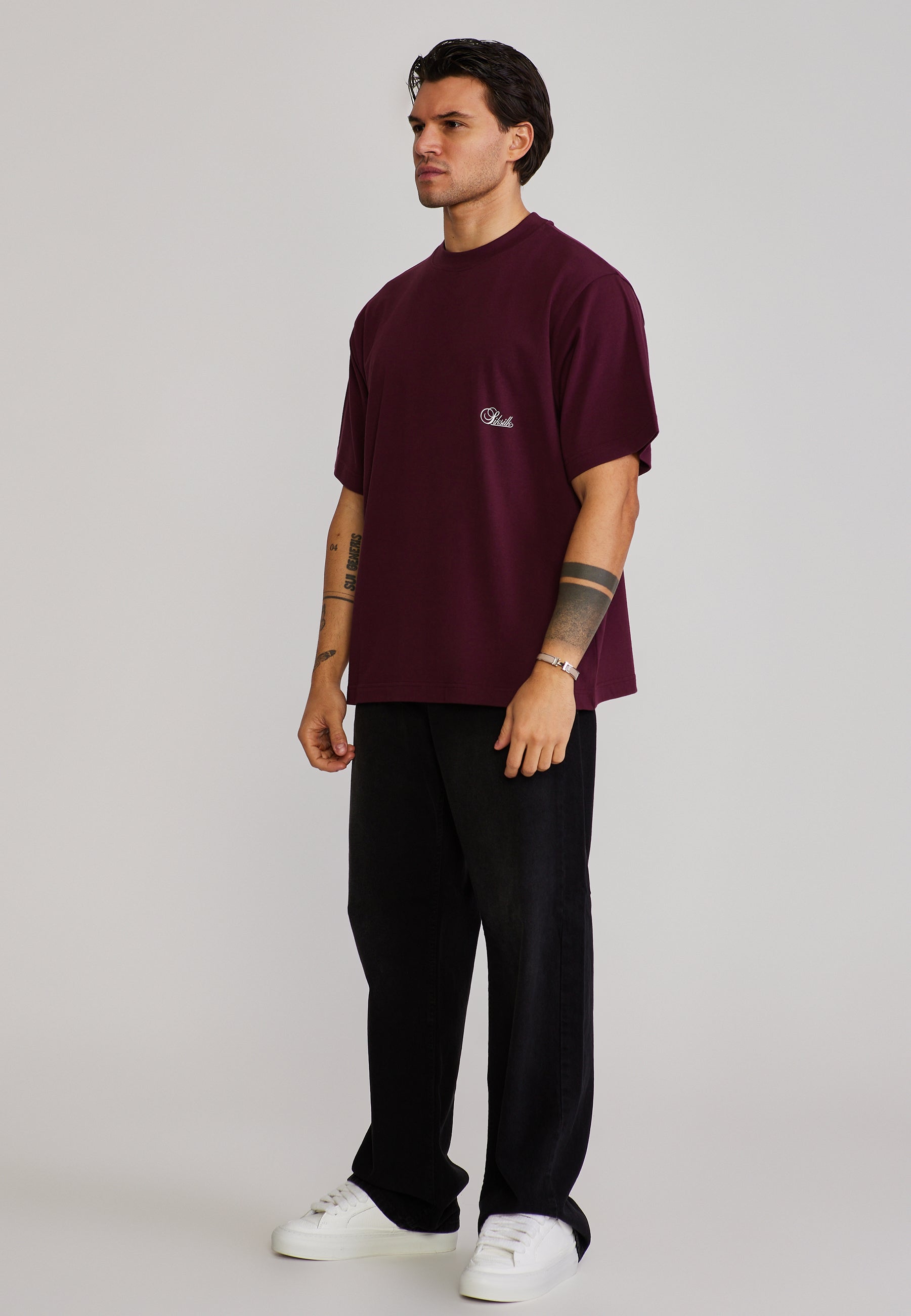 Oversized T-Shirt in Burgundy T-Shirts SikSilk
