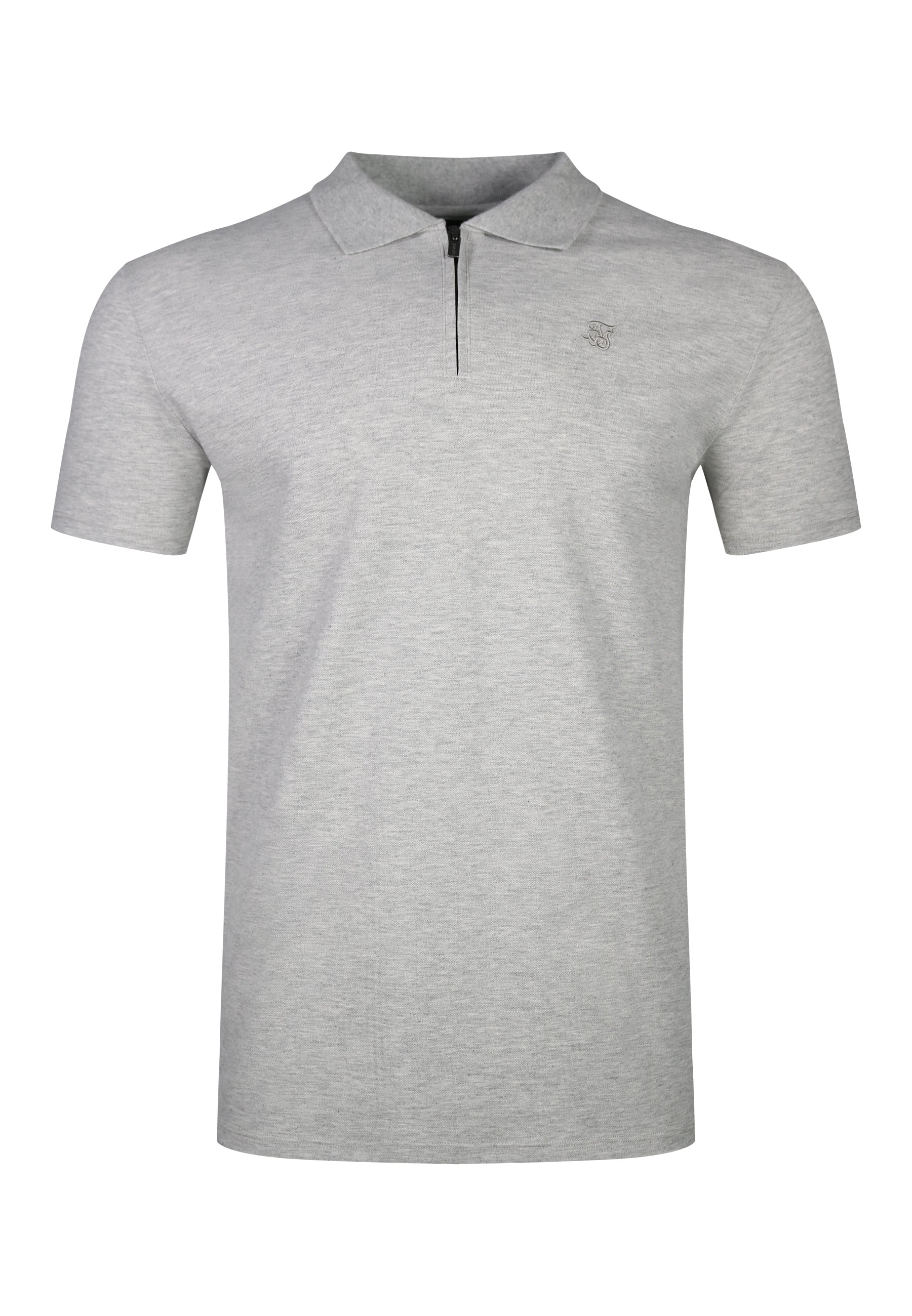 Zip Polo T-Shirt in Grey Marl T-Shirts SikSilk