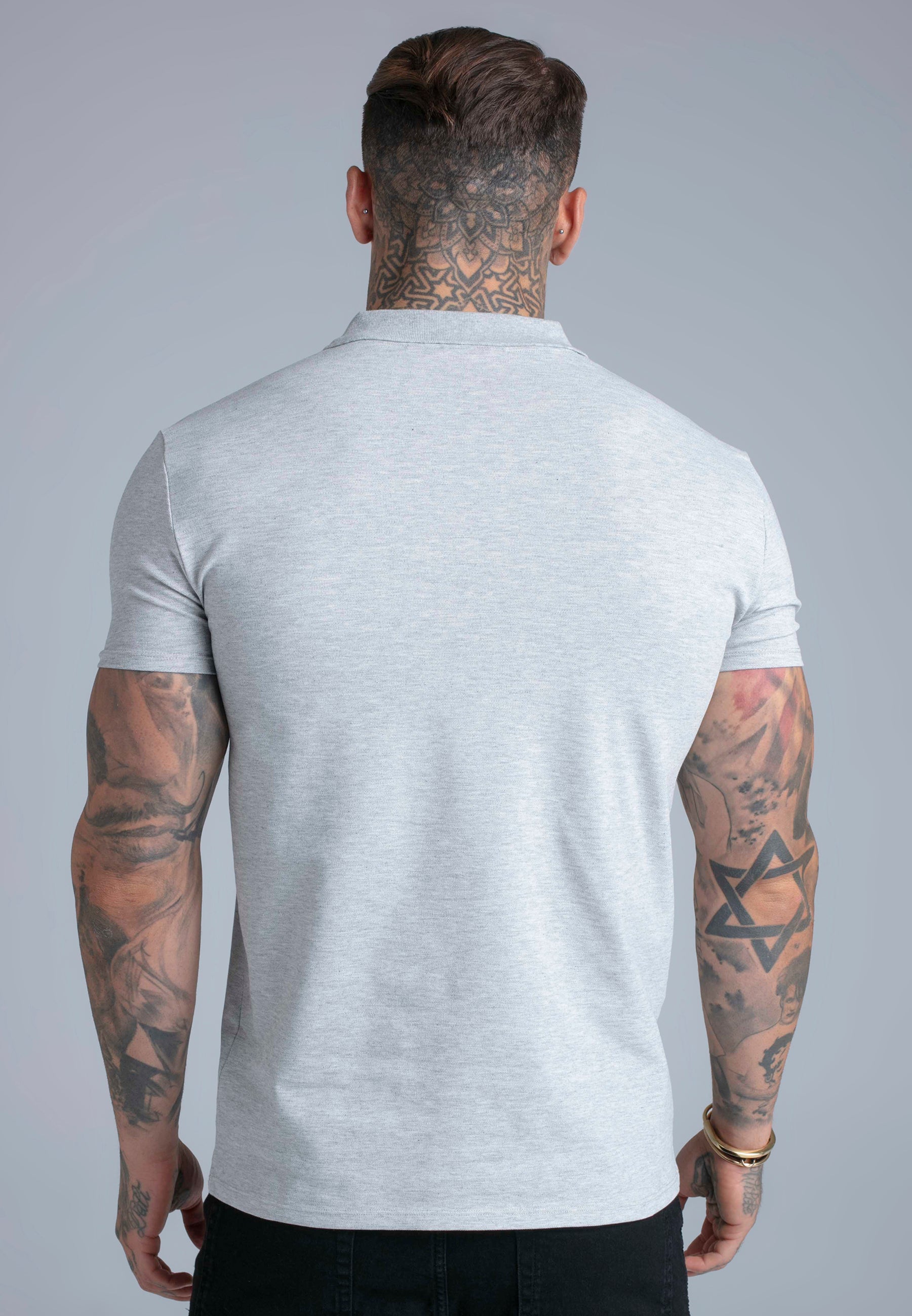 T-shirt polo zippé gris chiné T-shirts SikSilk