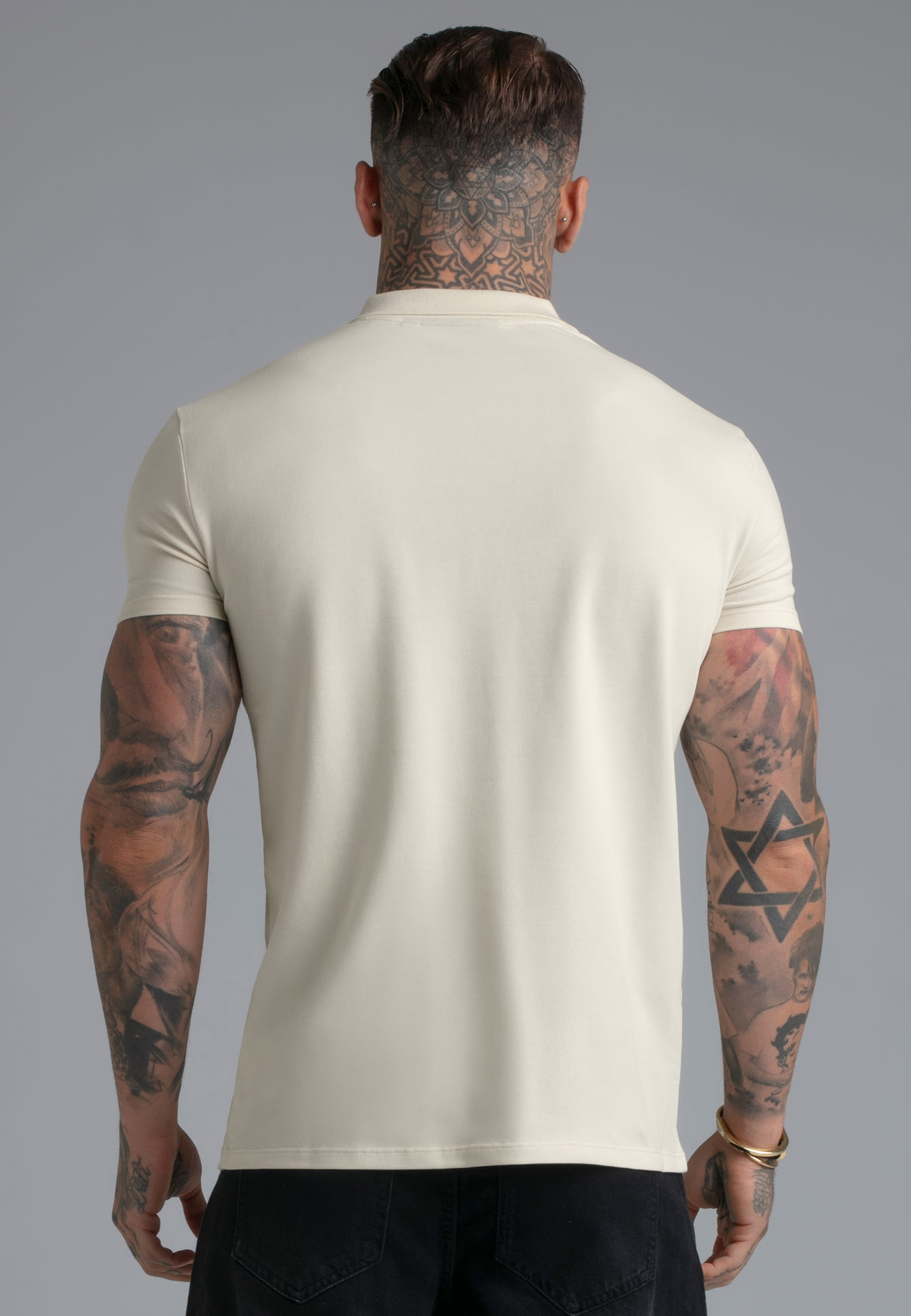 Zip Polo T-Shirt in Ecru T-Shirts SikSilk
