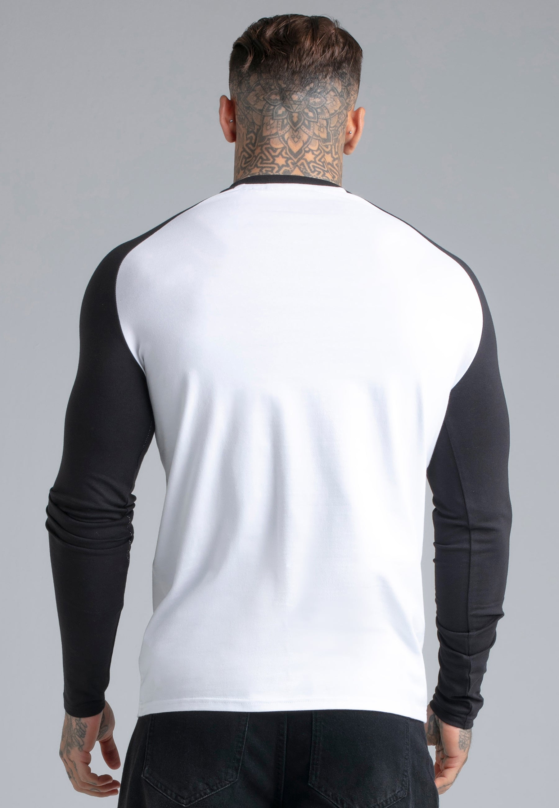 LS Muscle Fit T-Shirt in White-Black T-Shirts SikSilk