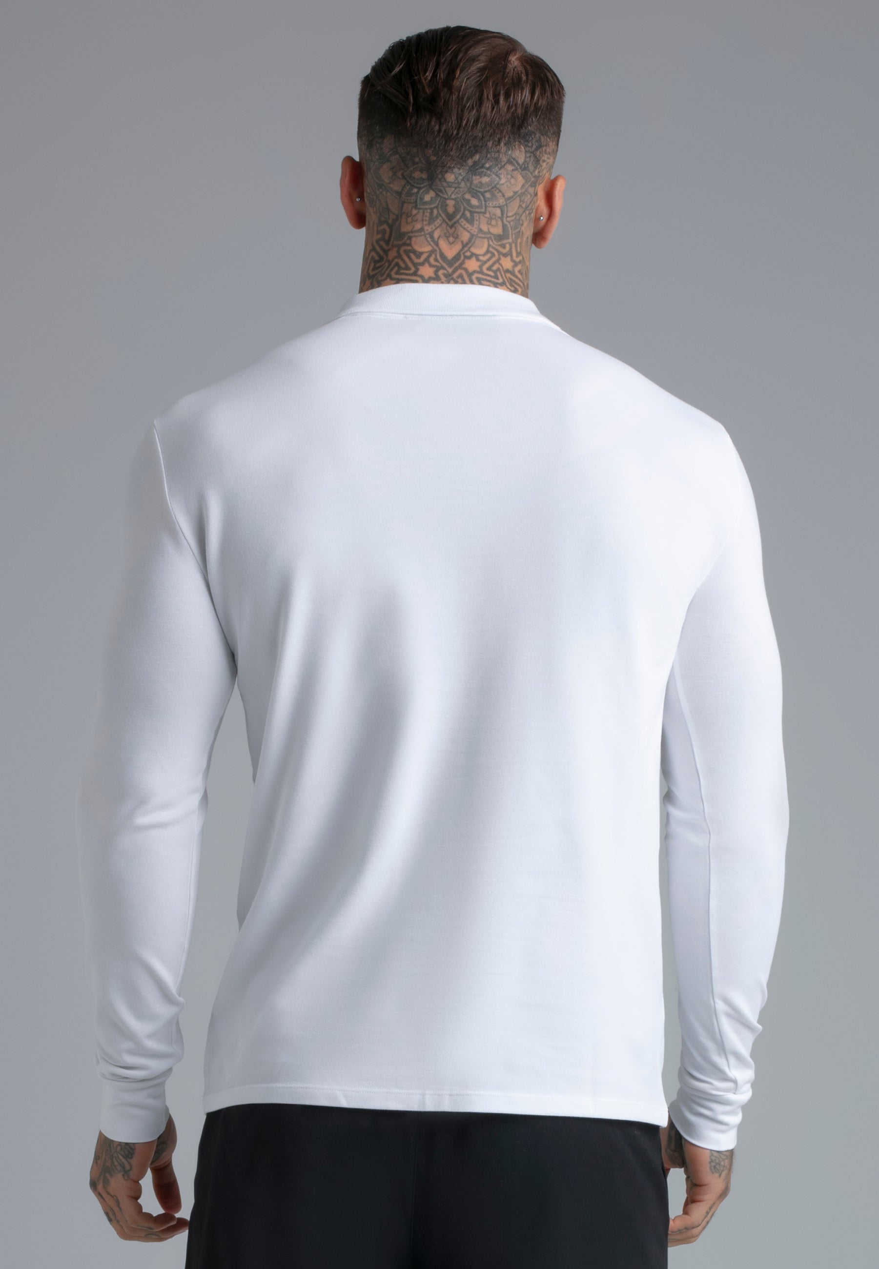 Longsleeved Zip Polo T-Shirt in White T-Shirts SikSilk
