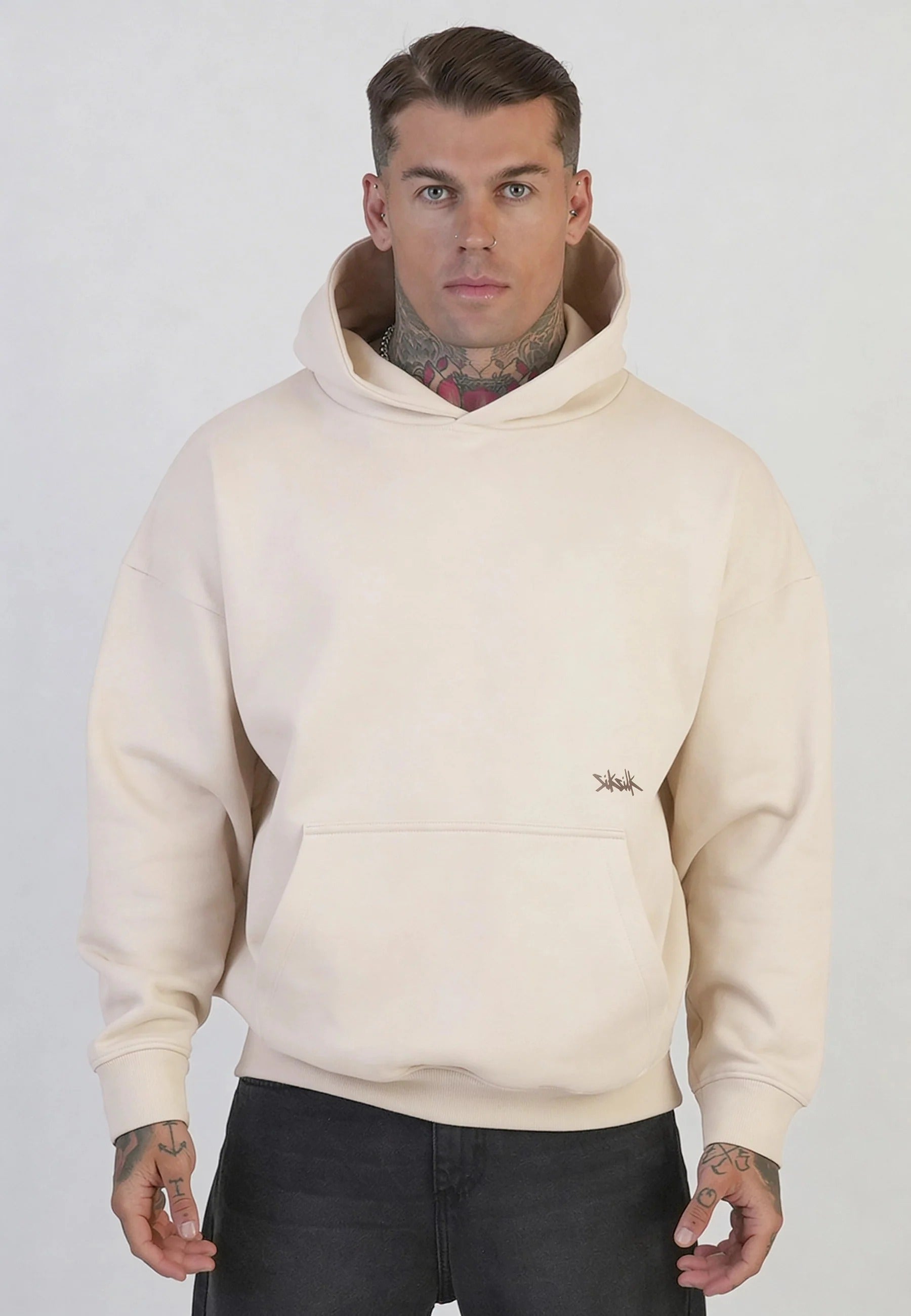 Graphic Hoodie in Ecru Kapuzenpullover SikSilk
