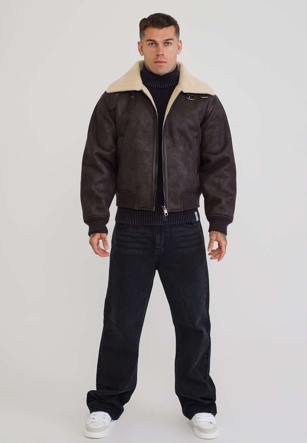 Jacke Aviator Bomber in Brown Jacken SikSilk