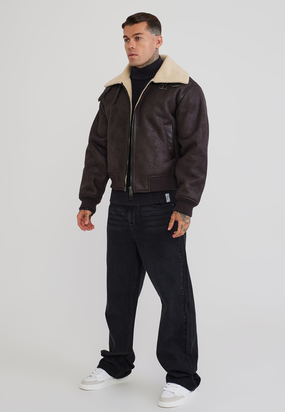 Jacke Aviator Bomber in Brown Jacken SikSilk
