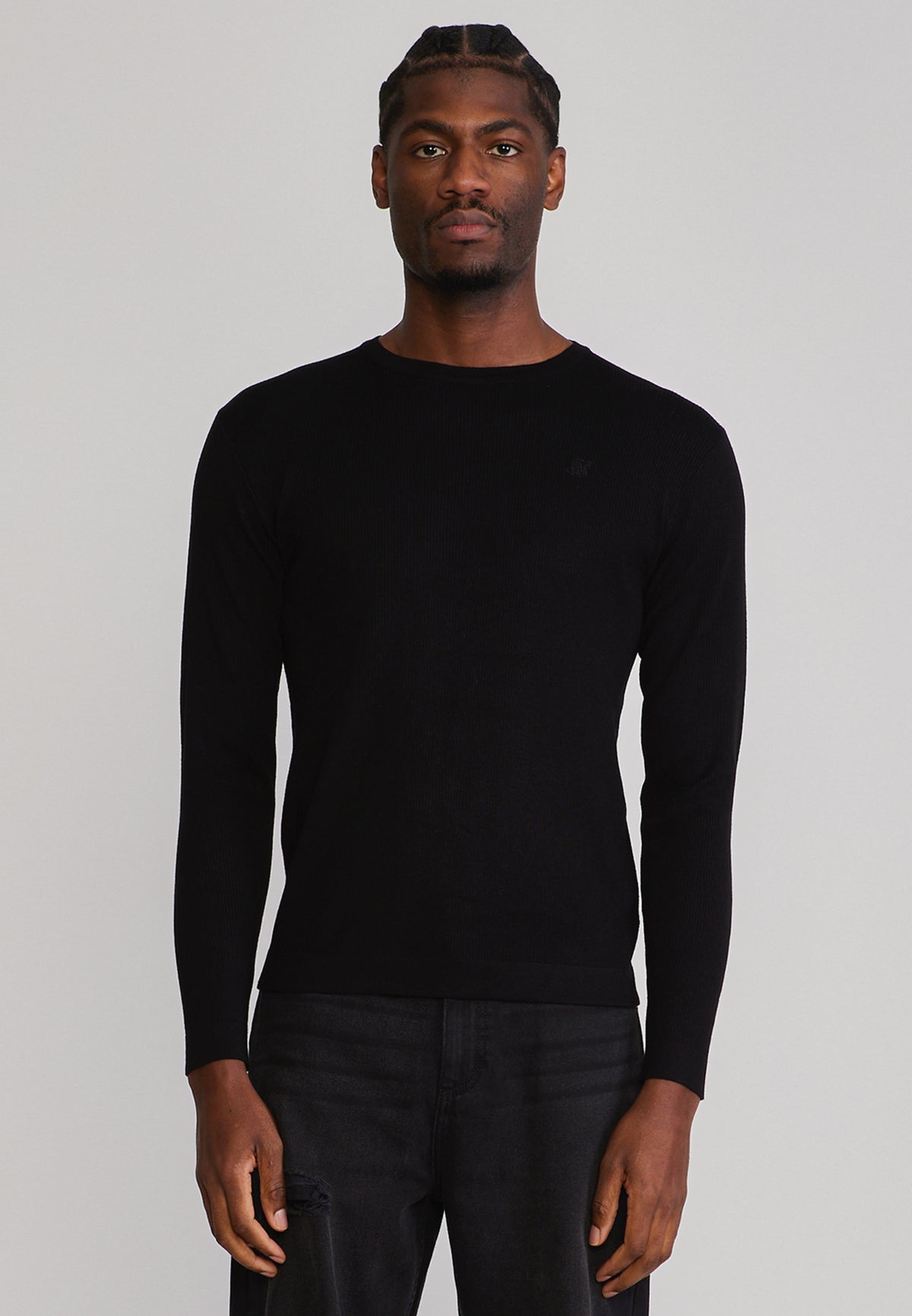 Langarmshirt Knitted in Black T-Shirts SikSilk