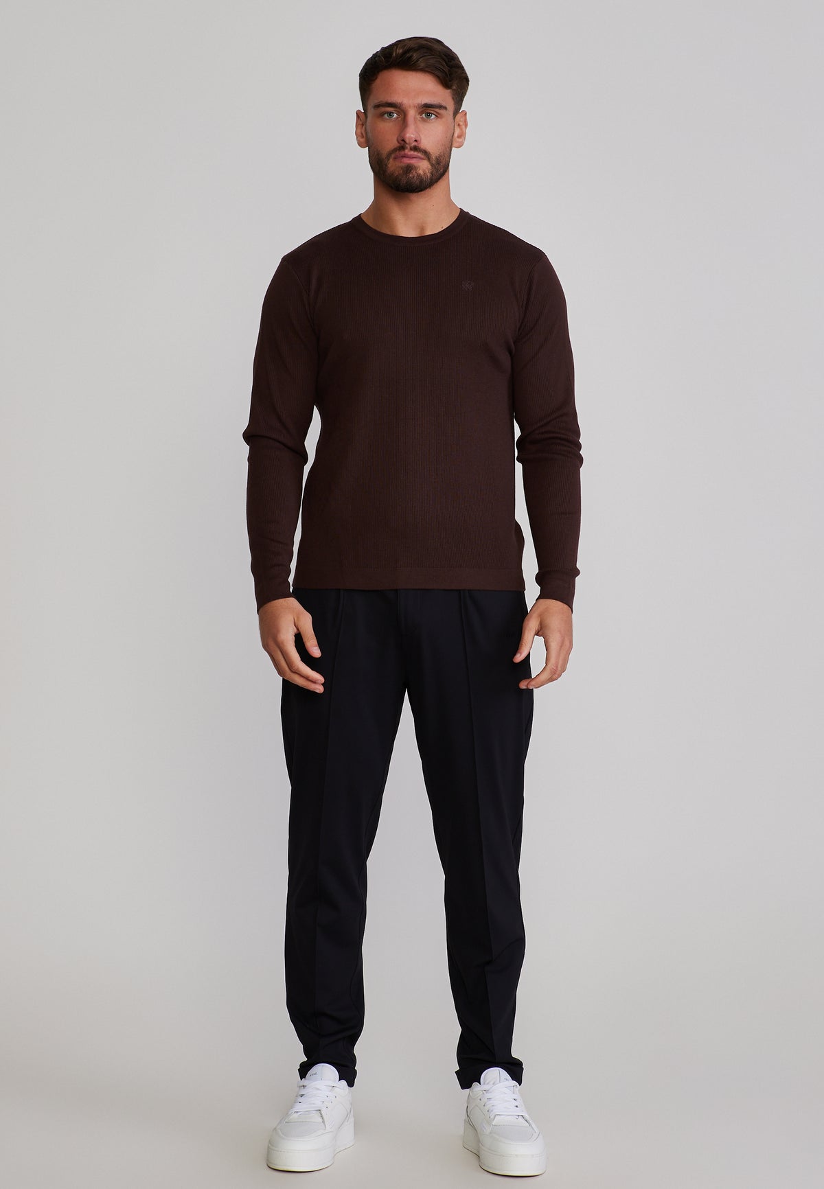 Langarmshirt Knitted in Brown T-Shirts SikSilk