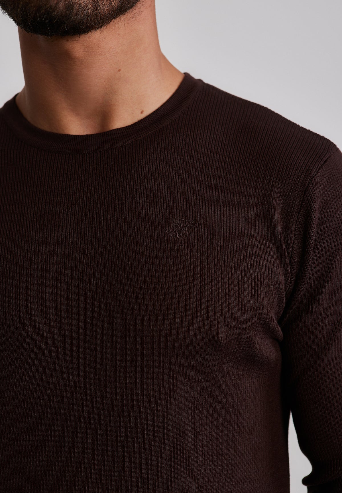 Langarmshirt Knitted in Brown T-Shirts SikSilk