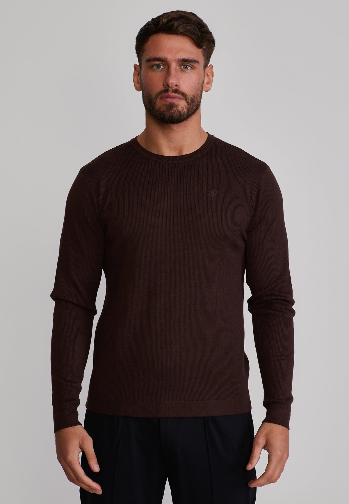Langarmshirt Knitted in Brown T-Shirts SikSilk
