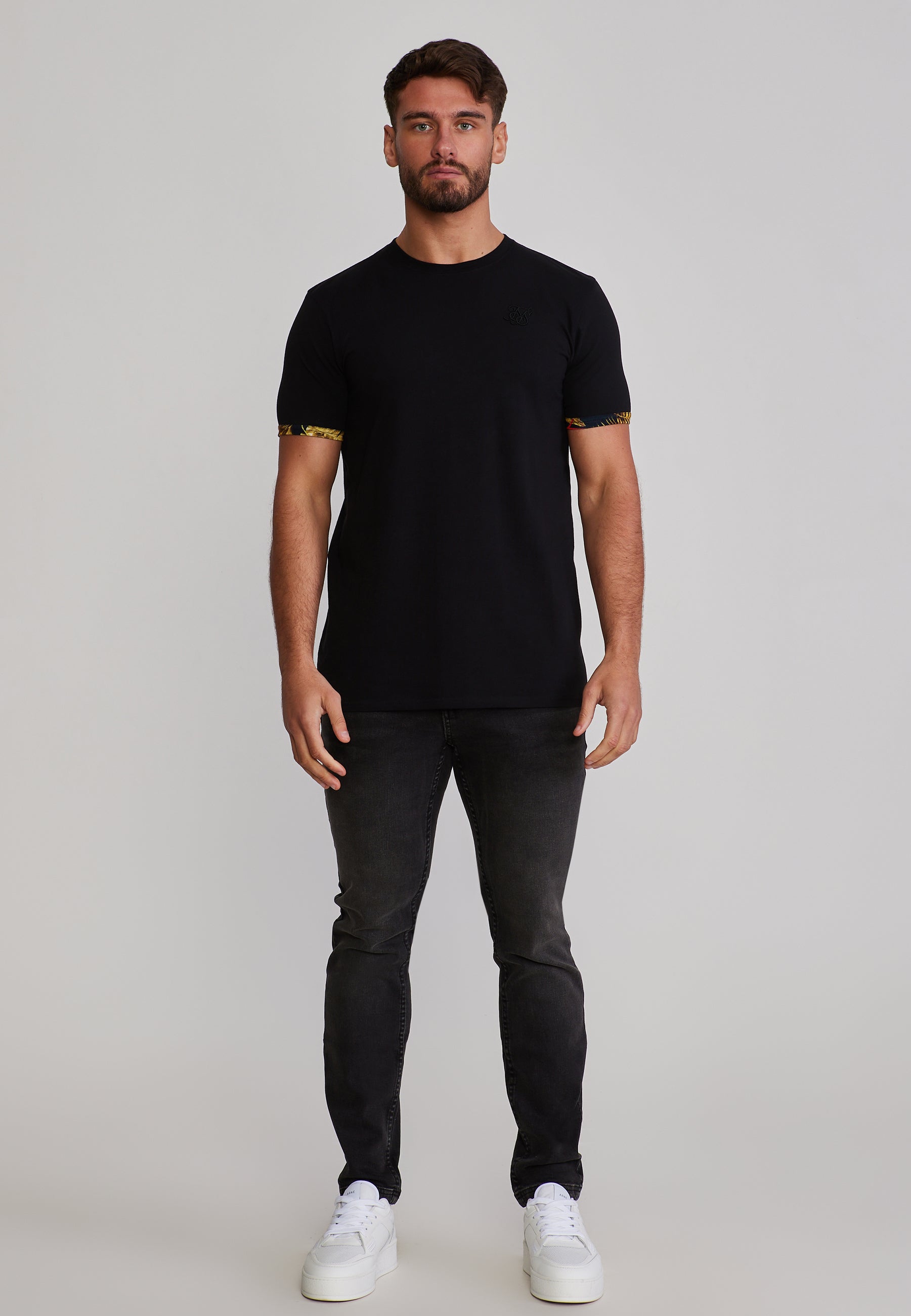 T-Shirt Roll Sleeve in Black T-Shirts SikSilk